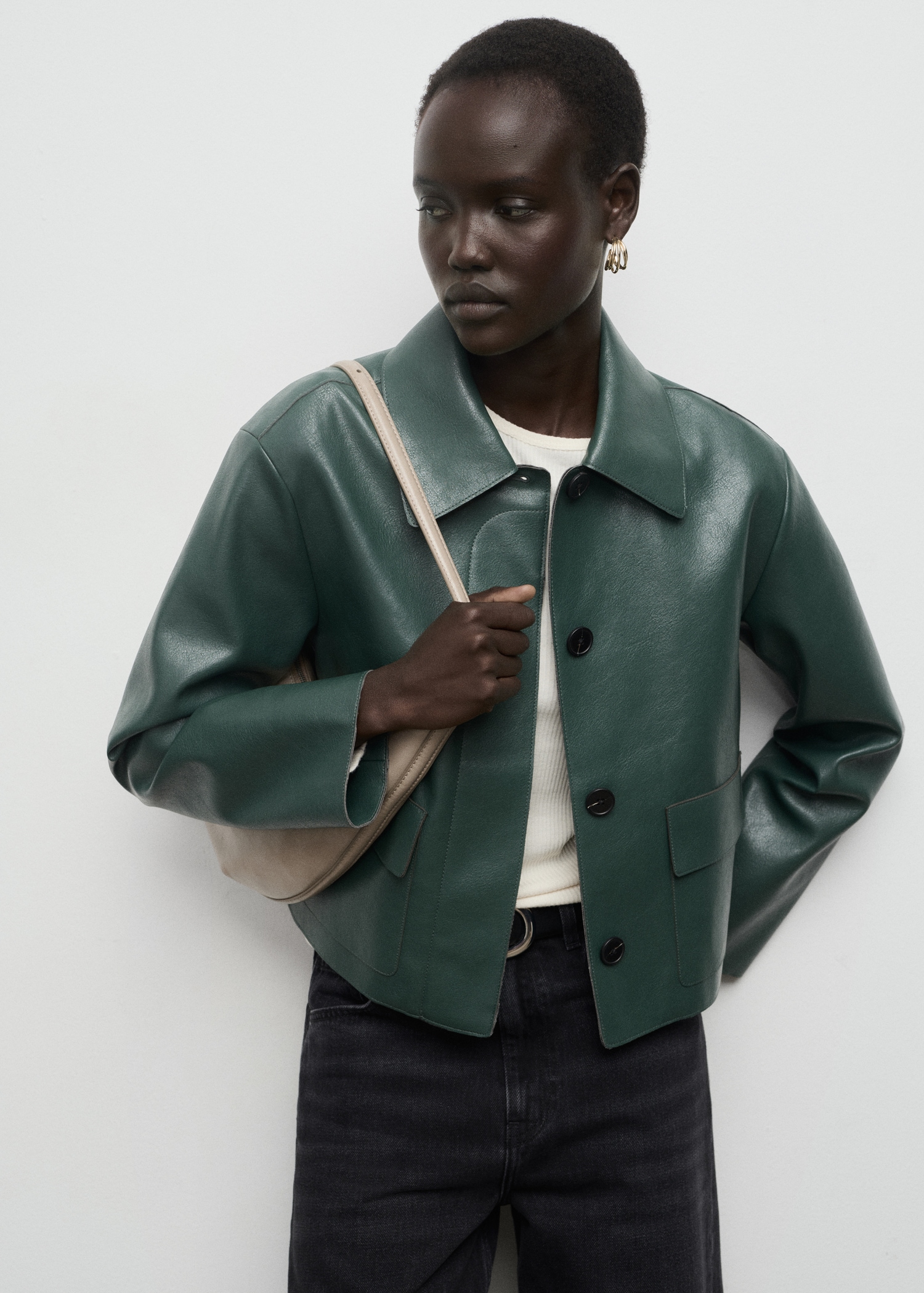 Faux-Leather Jacket With Pockets - Women | Mango Usa