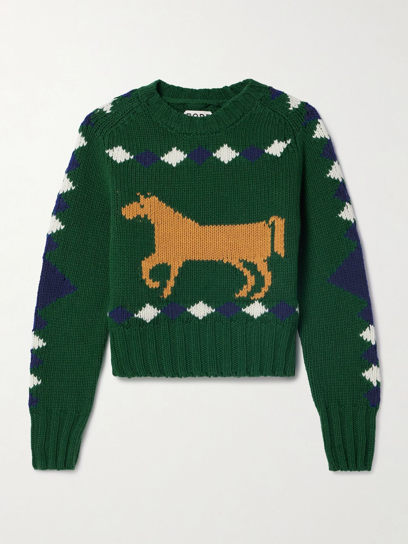 Bode, Diamond Corral Intarsia Wool Sweater