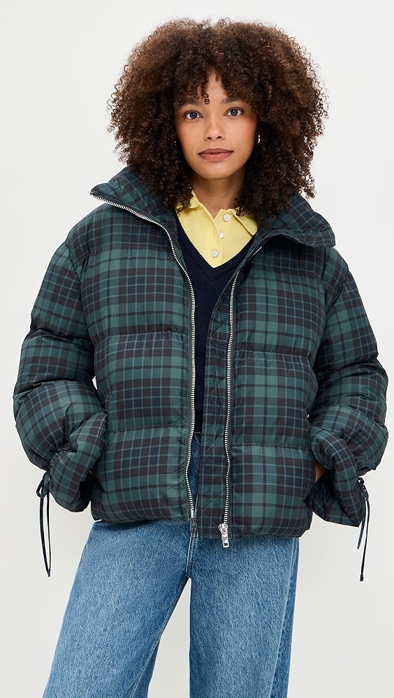 Moon River Plaid Puffer Jacket