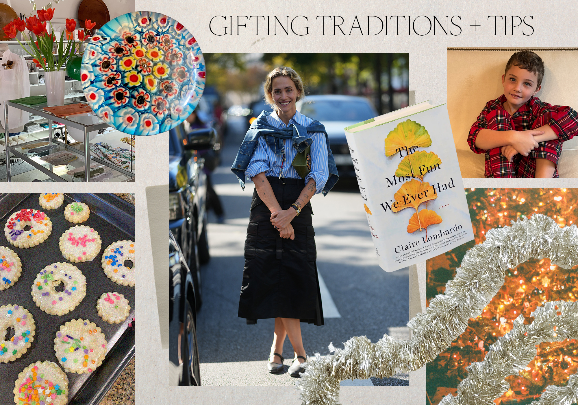 collage of holiday gift ideas and photos from writer and EARL IRL. store owner Laurel Pantin