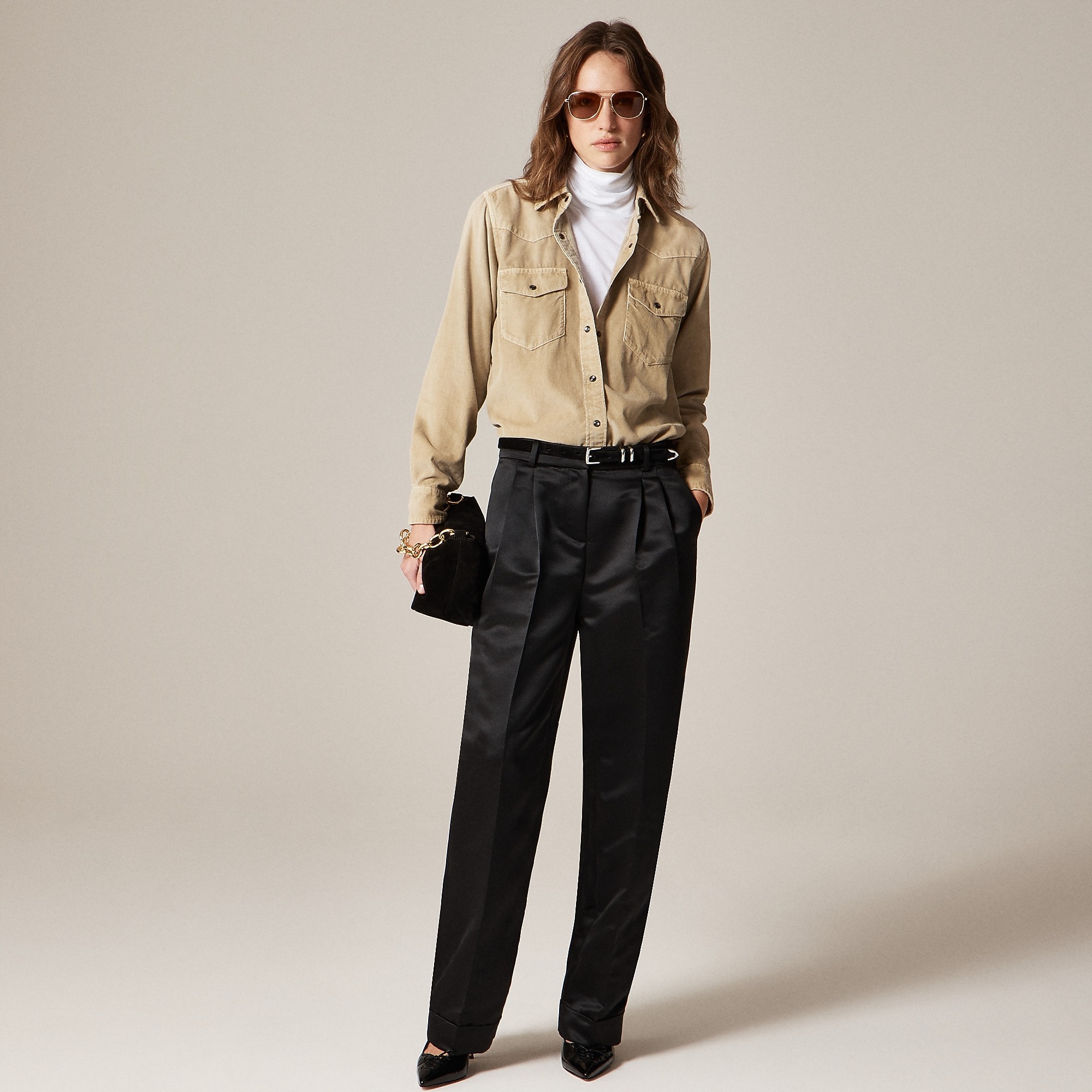 J.Crew, Wide-Leg Pleated Pant in Duchesse Satin