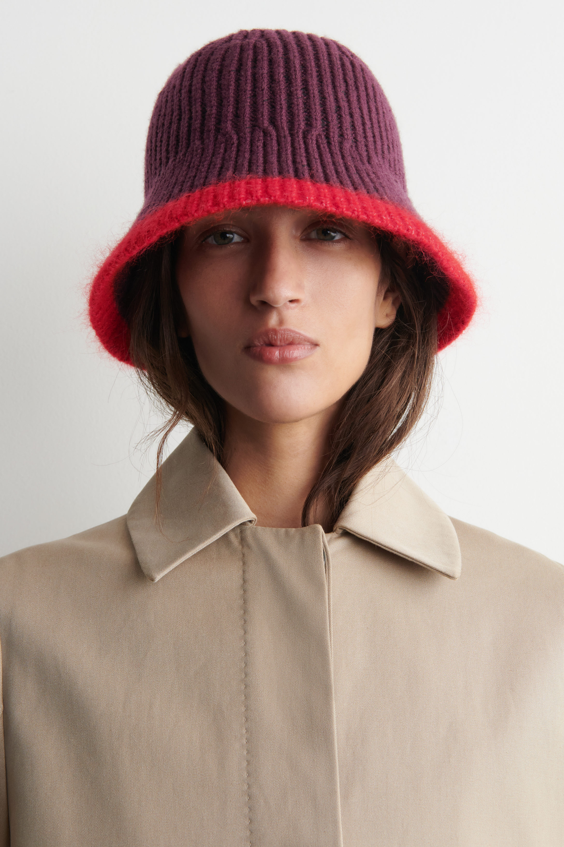 Contrast-Tipped Wool-Mohair Bucket Hat