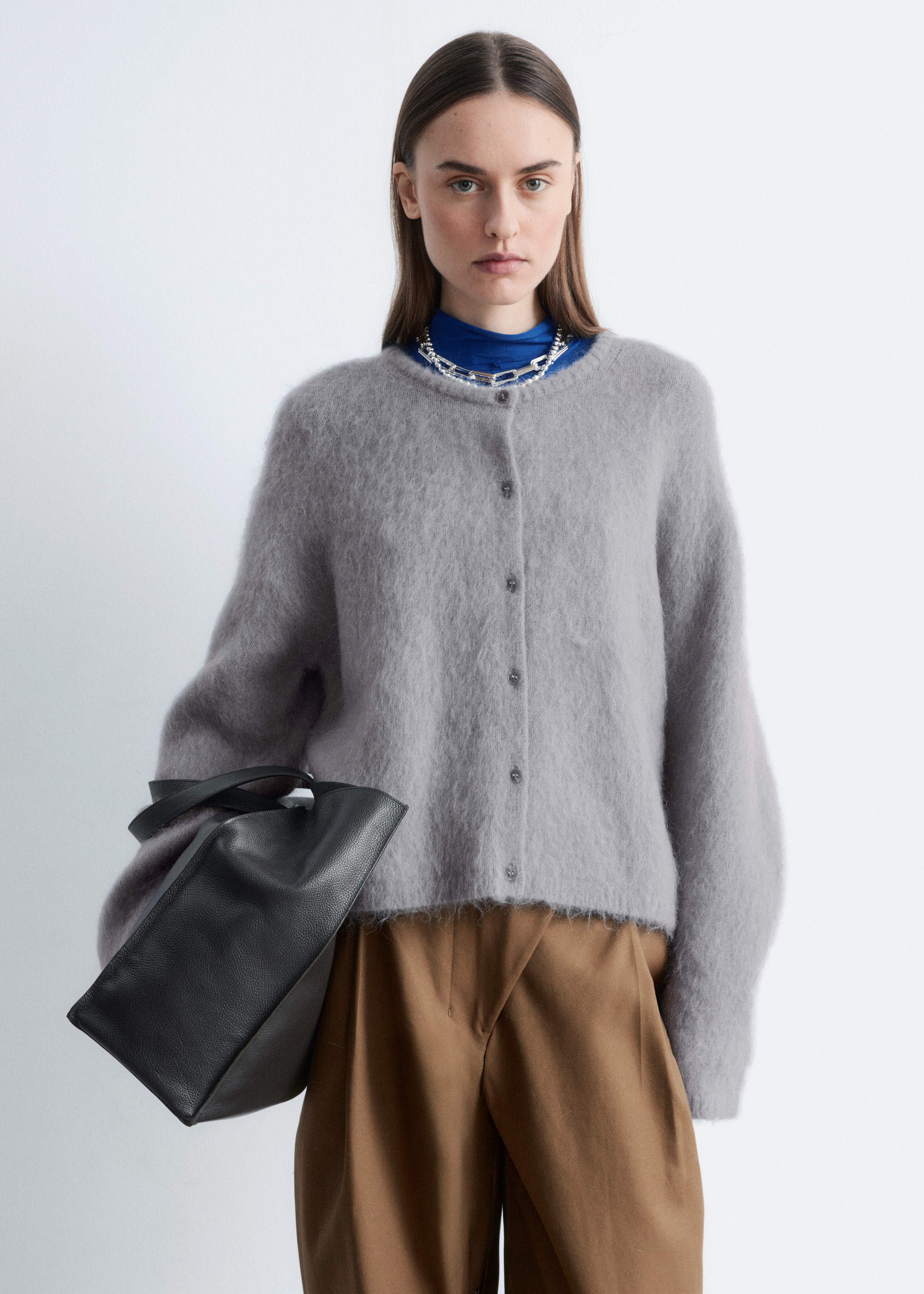 Brushed Mohair-Blend Cardigan