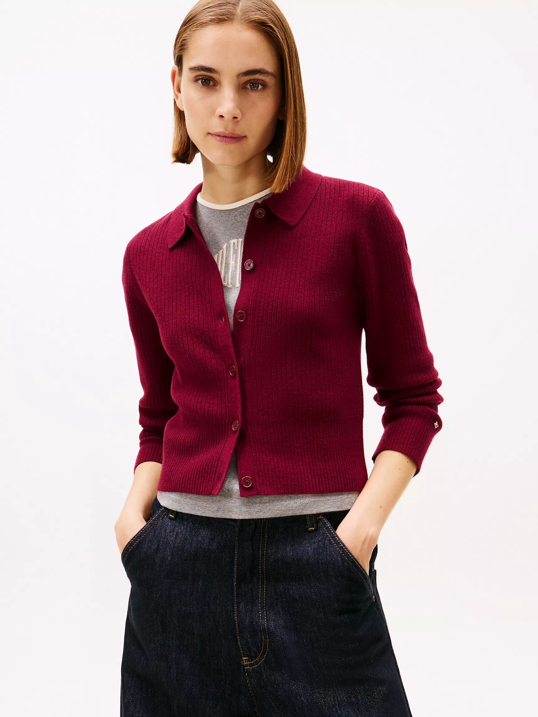 Tommy Hilfiger, Rib-Knit Polo Cardigan