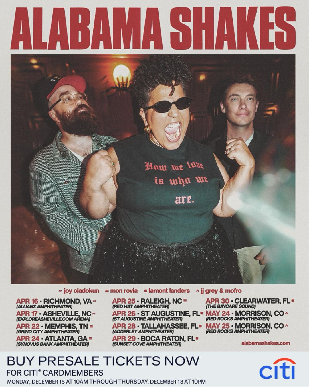 Alabama Shakes 2026 US Tour Spring tour dates poster