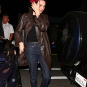 Black Coats Are Well and Good, But in L.A., It Girls Know This Color Looks Better With Dark-Wash Denim