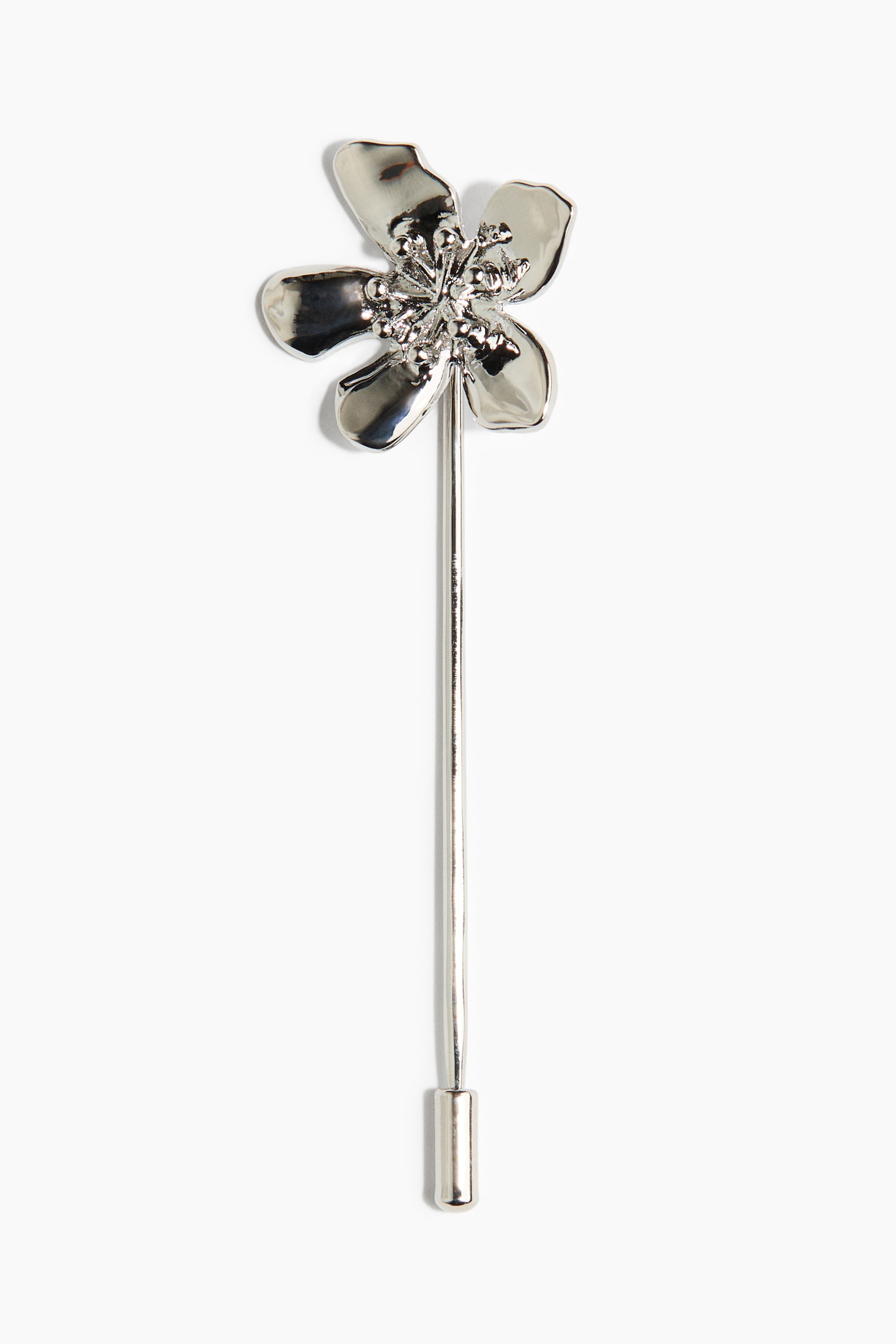 Flower Brooch - Silver-Coloured