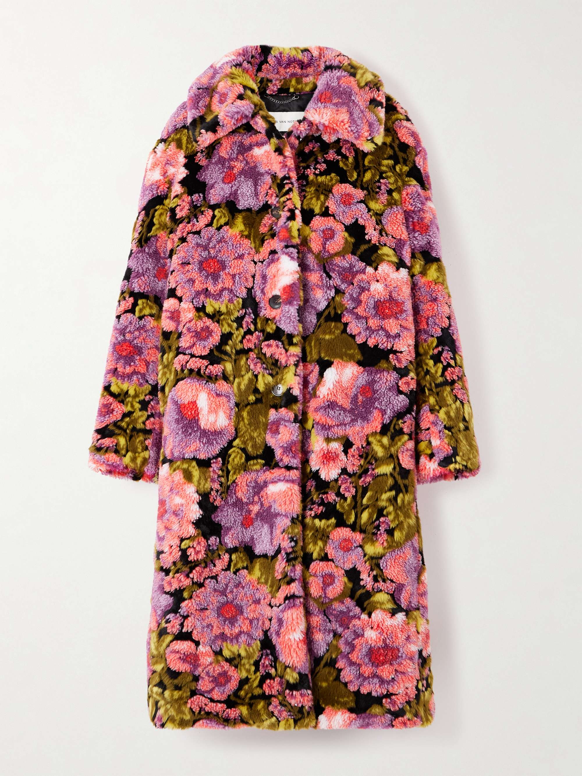Floral-Print Fleece Coat