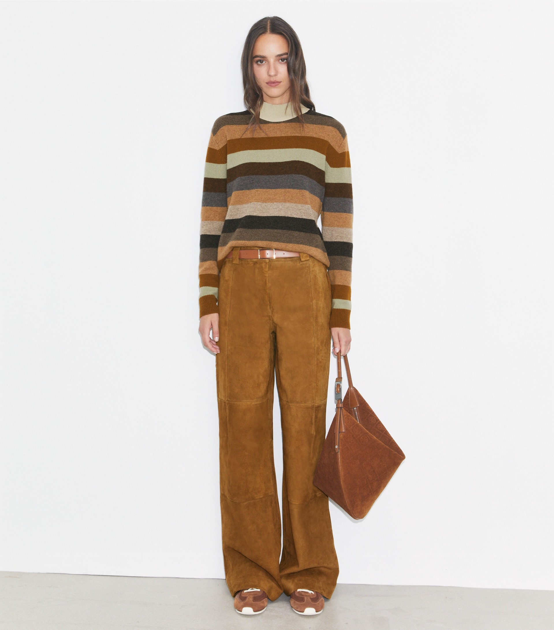 Relaxed-Fit Suede Pant in Brown, Size 6