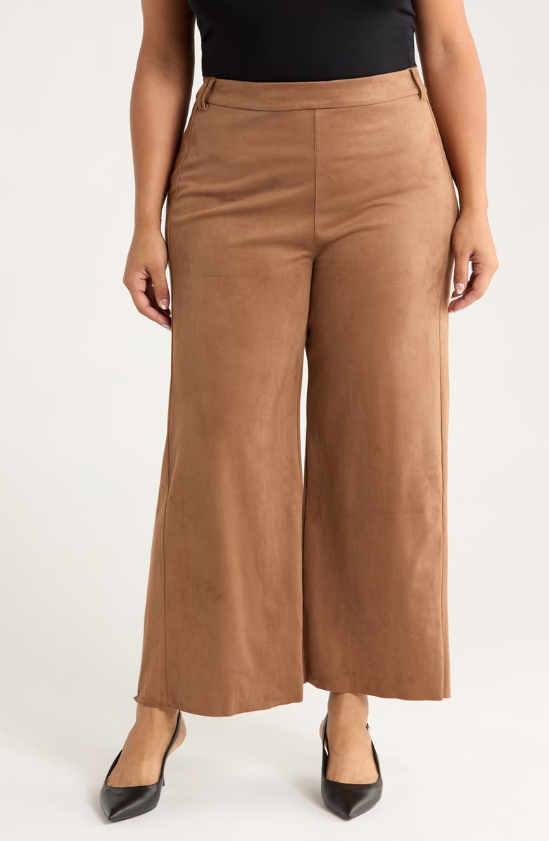 Vionette Faux Suede Wide Leg Pants