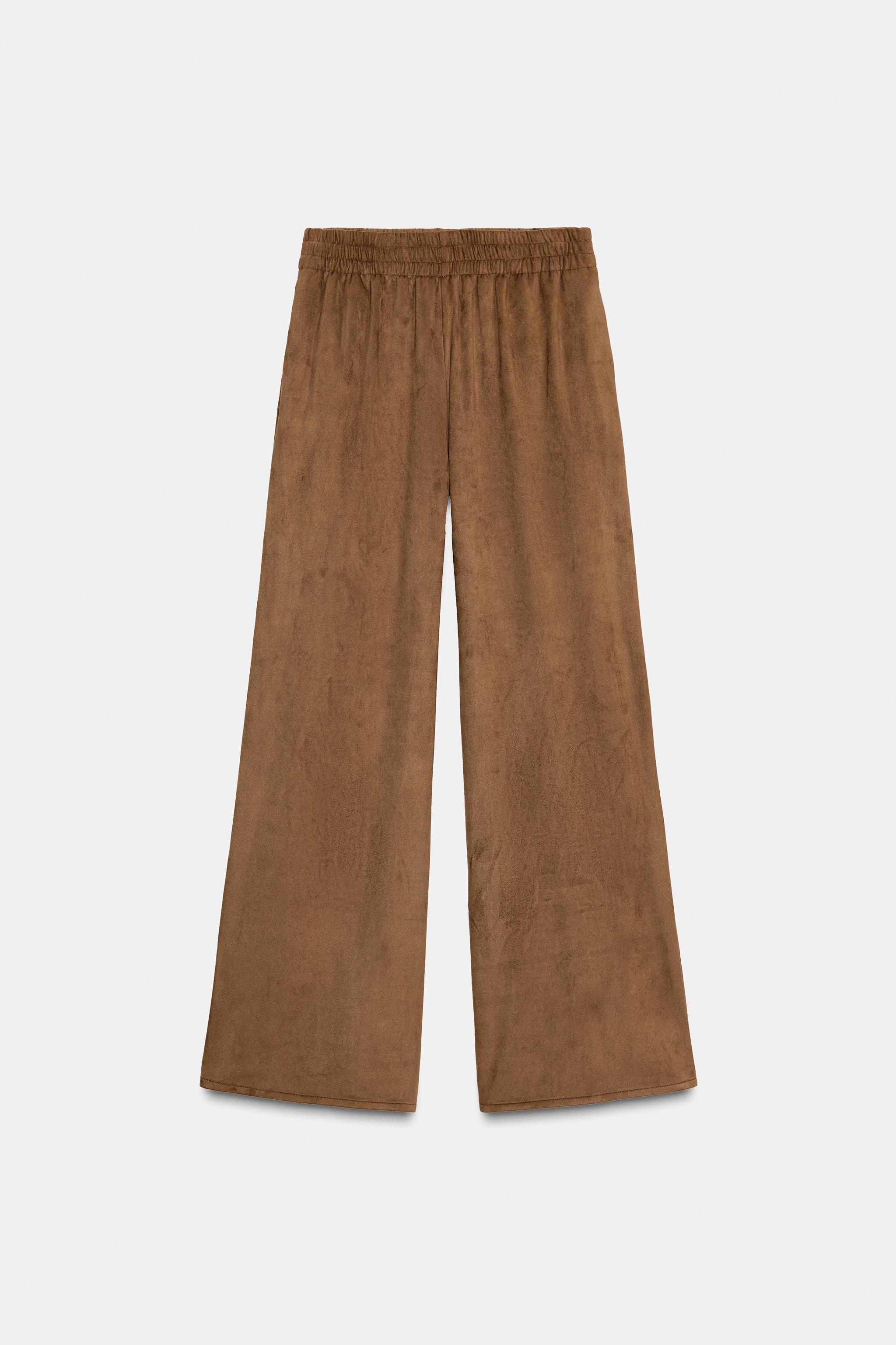 Faux Suede Wide Leg Pants