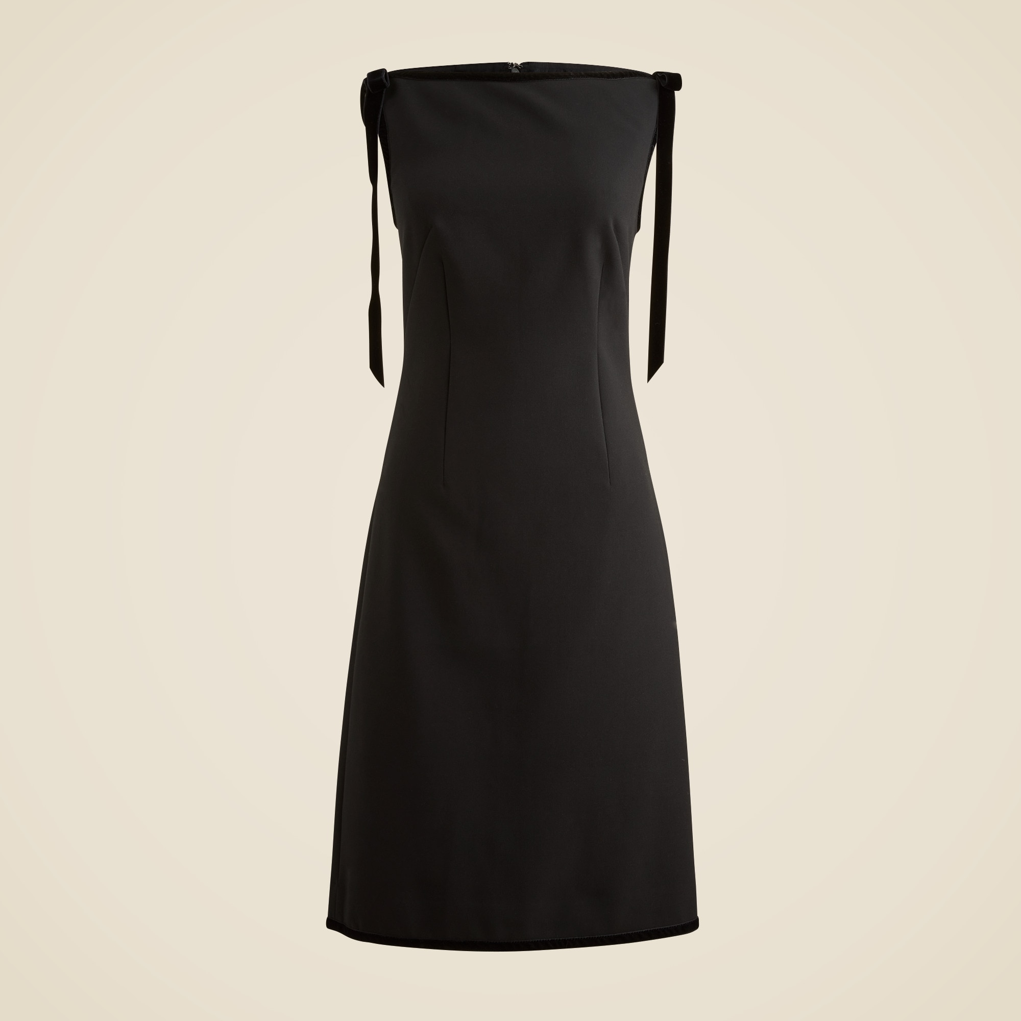 Seamed Sheath Dress With Velvet Bows in Four-Season Stretch