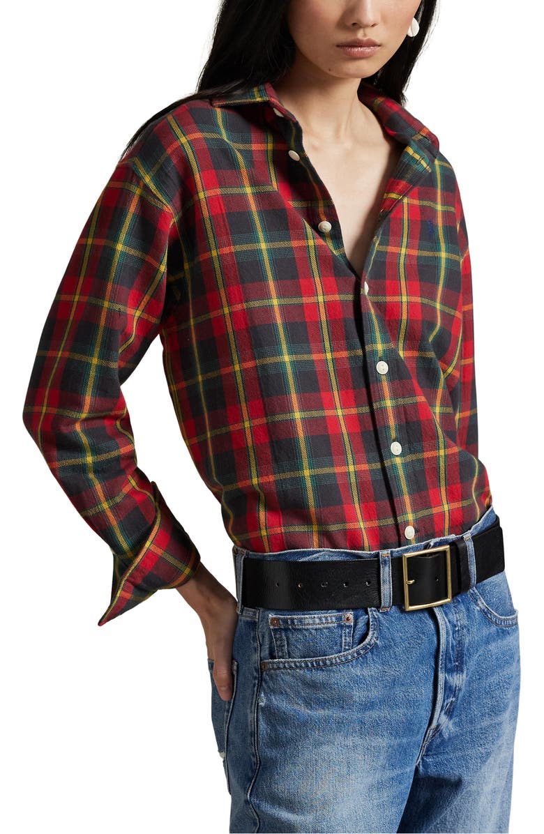 Plaid Relaxed Fit Cotton Button-Up Shirt