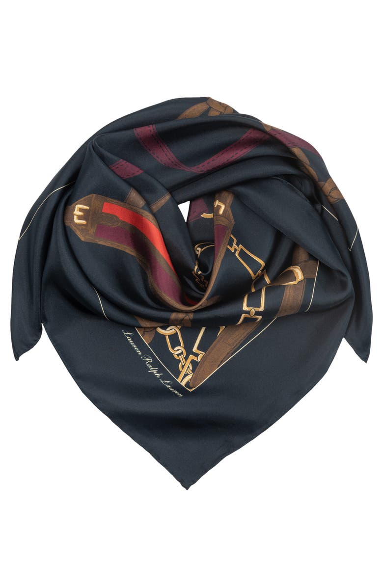 Belting Print Square Silk Scarf