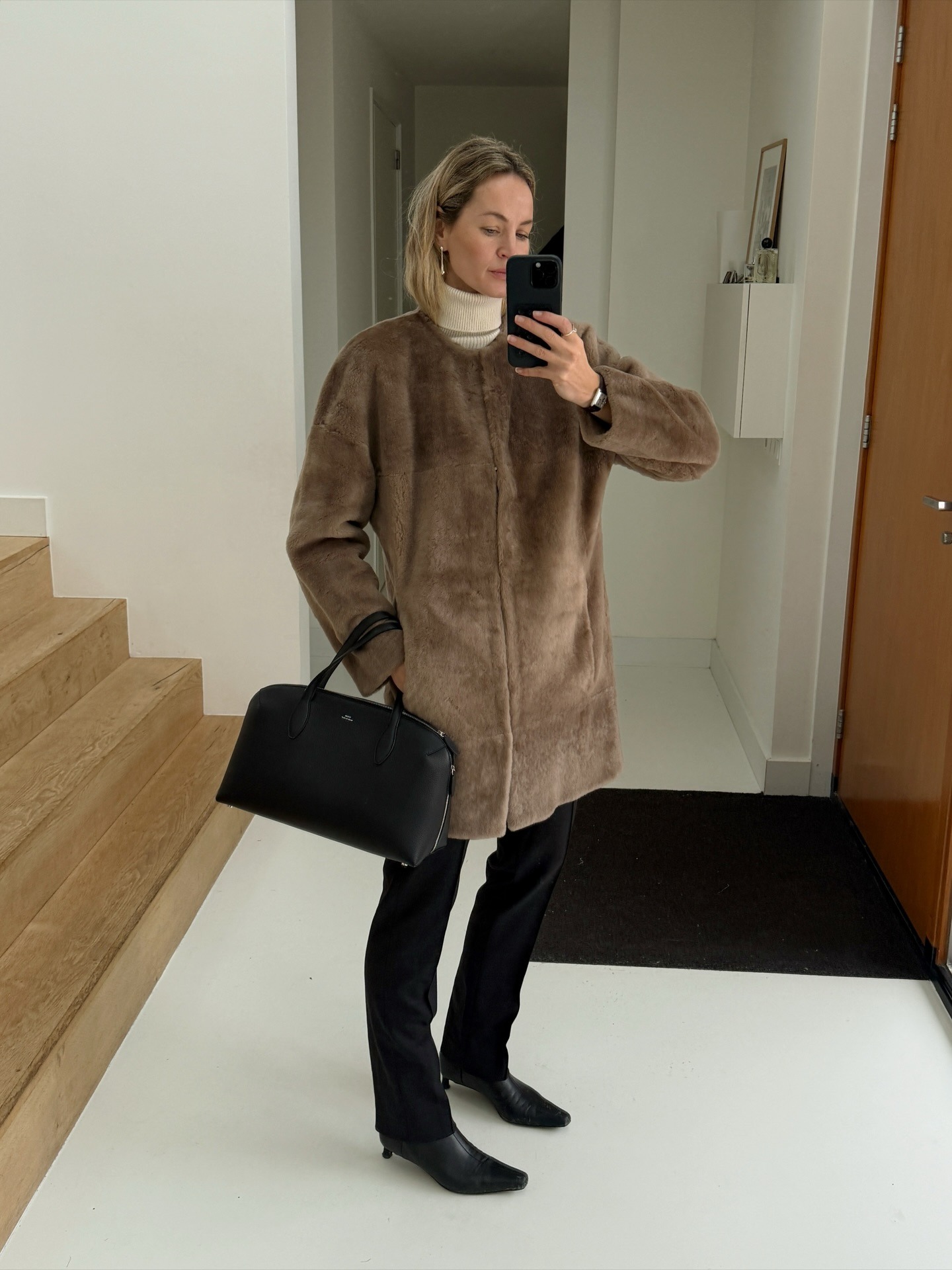 Influencer wearing a fur coat