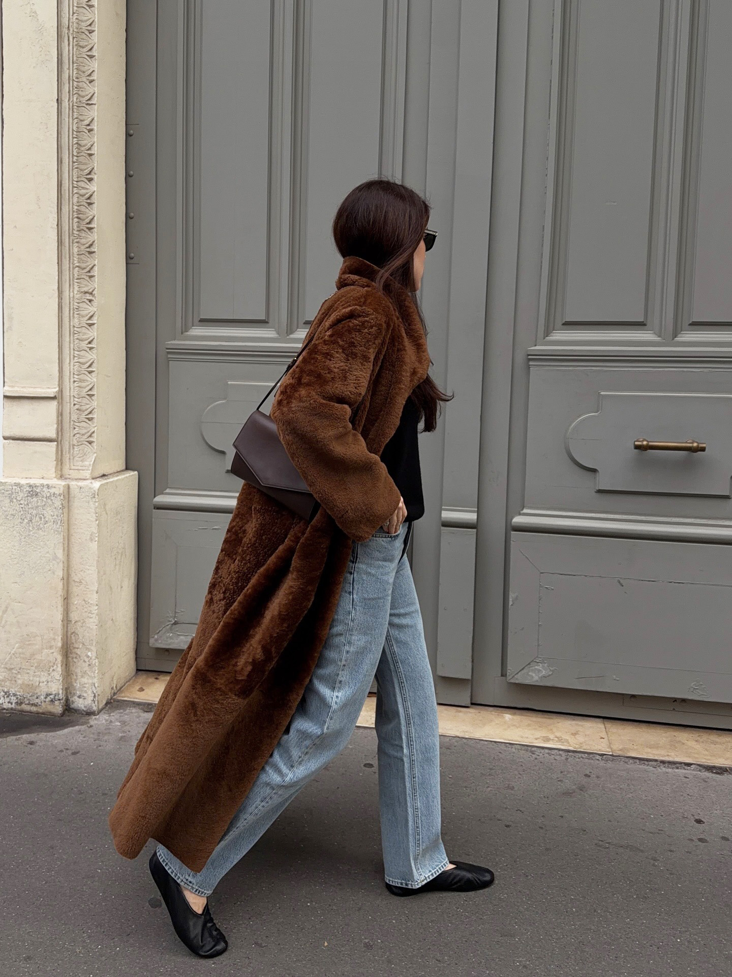 Influencer wearing a fur coat