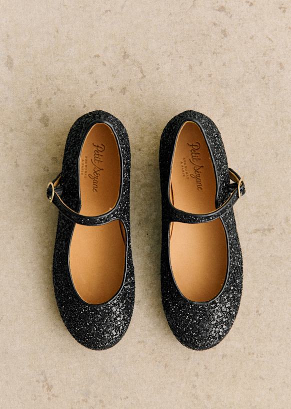 Paula Ballerinas - Black Glitter - Glitter Fabric - S&amp;eacute;zane
