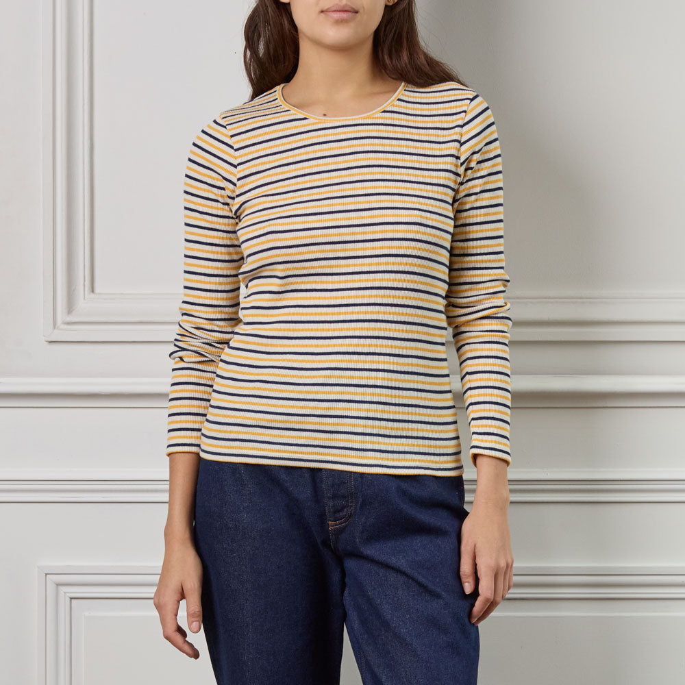 Merci - Carla T-Shirt - Navy &amp;amp; Yellow