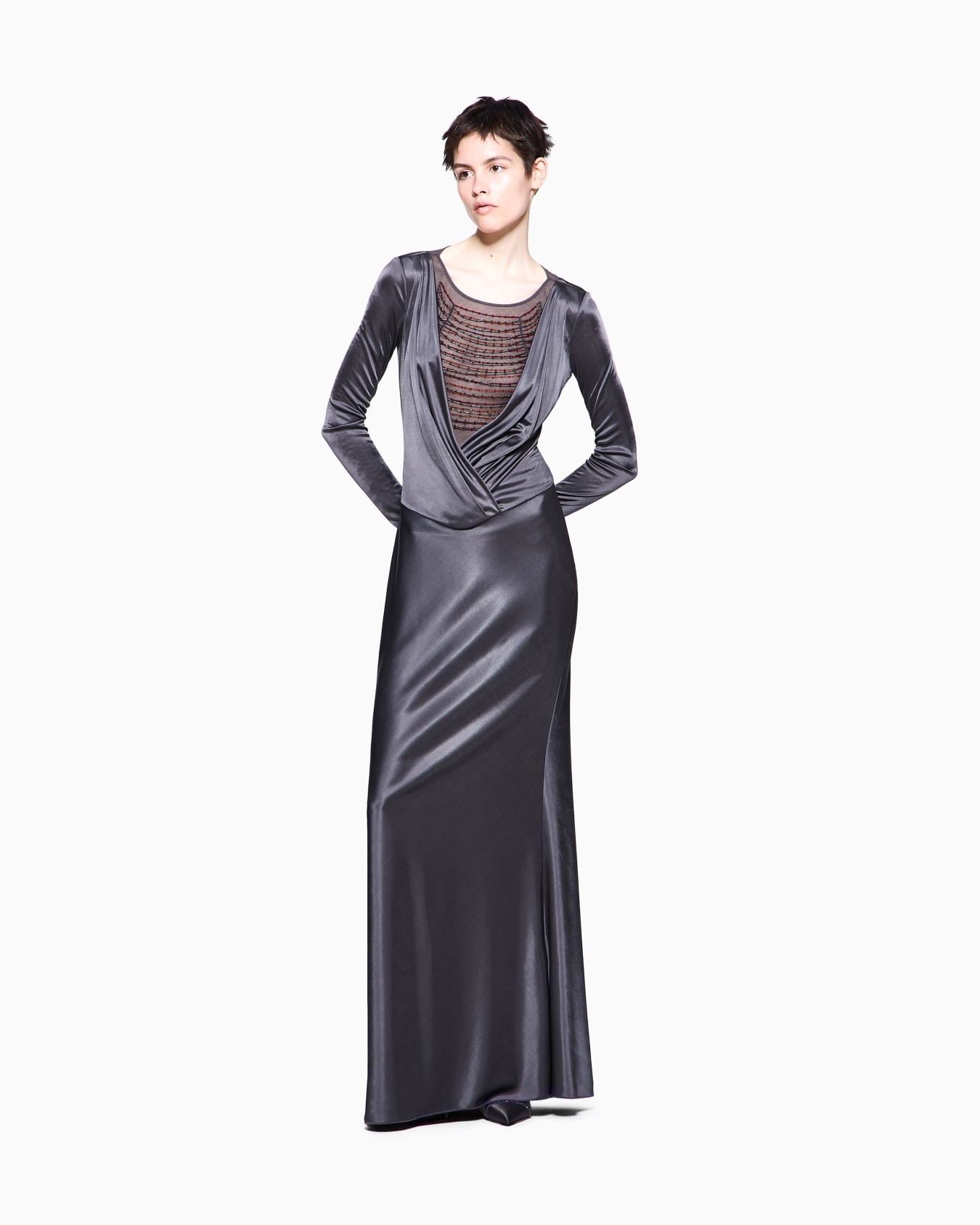 Giorgio Armani, Asv Shiny Viscose Jersey Long Dress