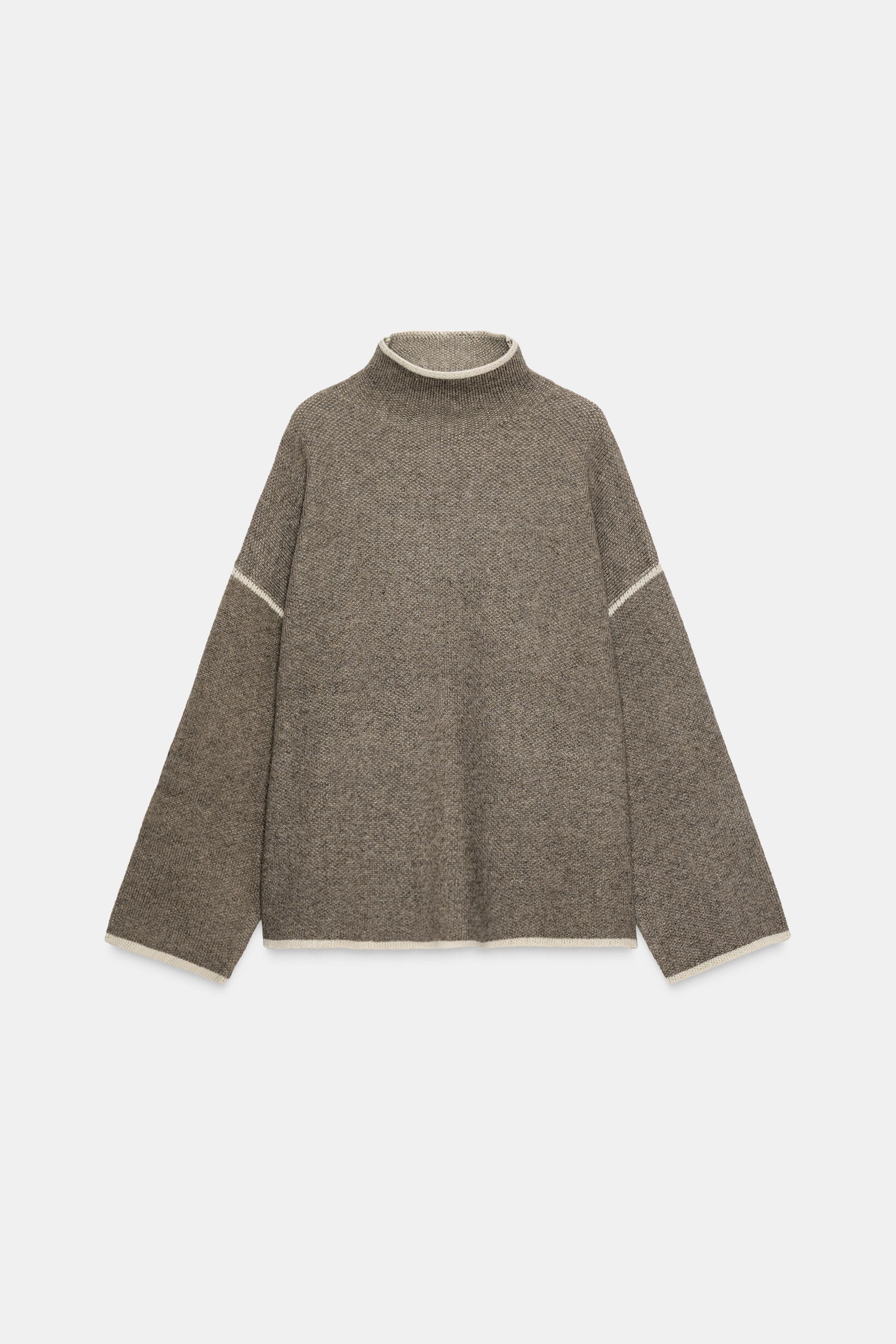 ZARA Contrast Piping Knit Sweater