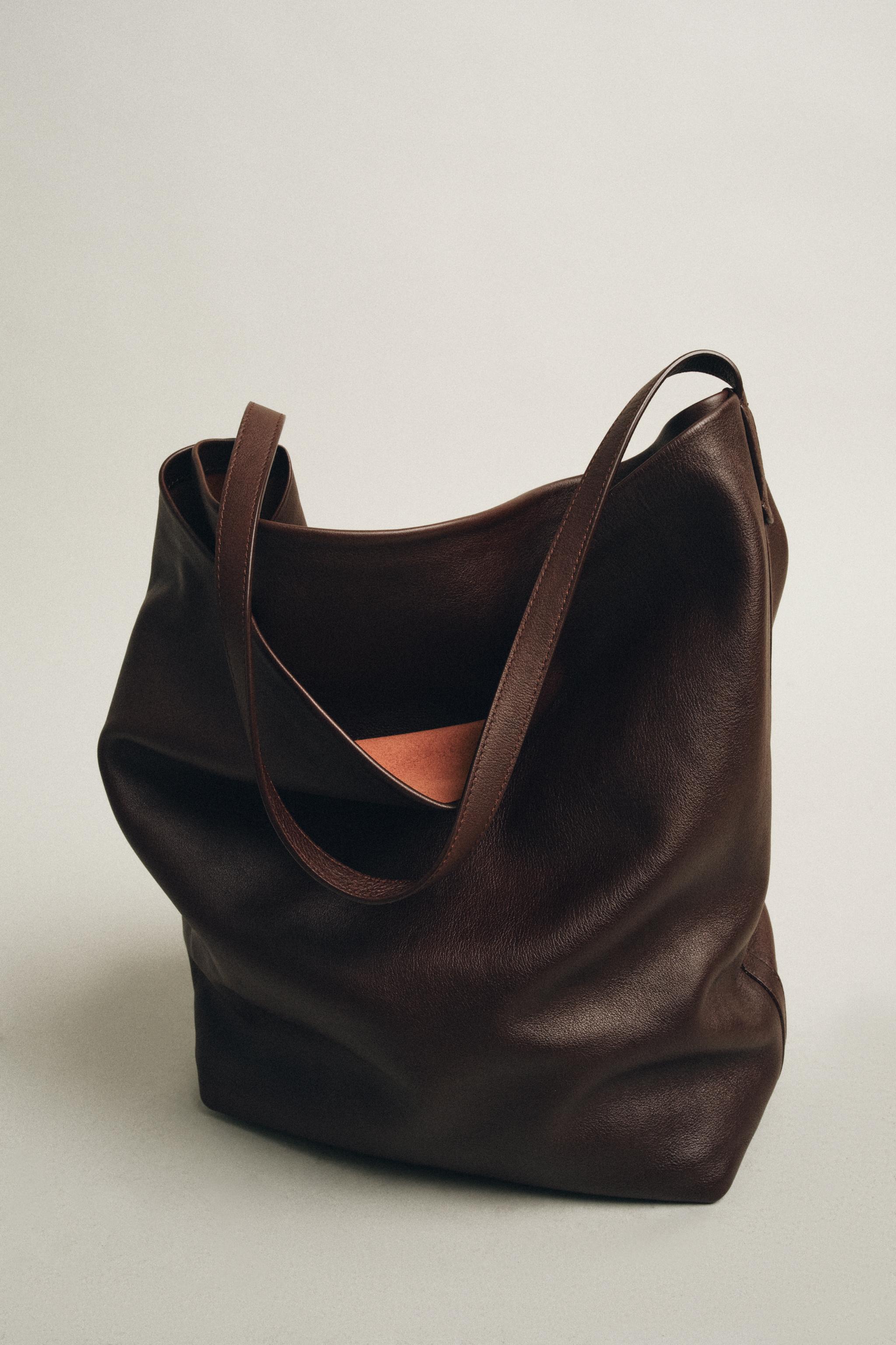 ZARA Double Compartment Leather Bucket Bag