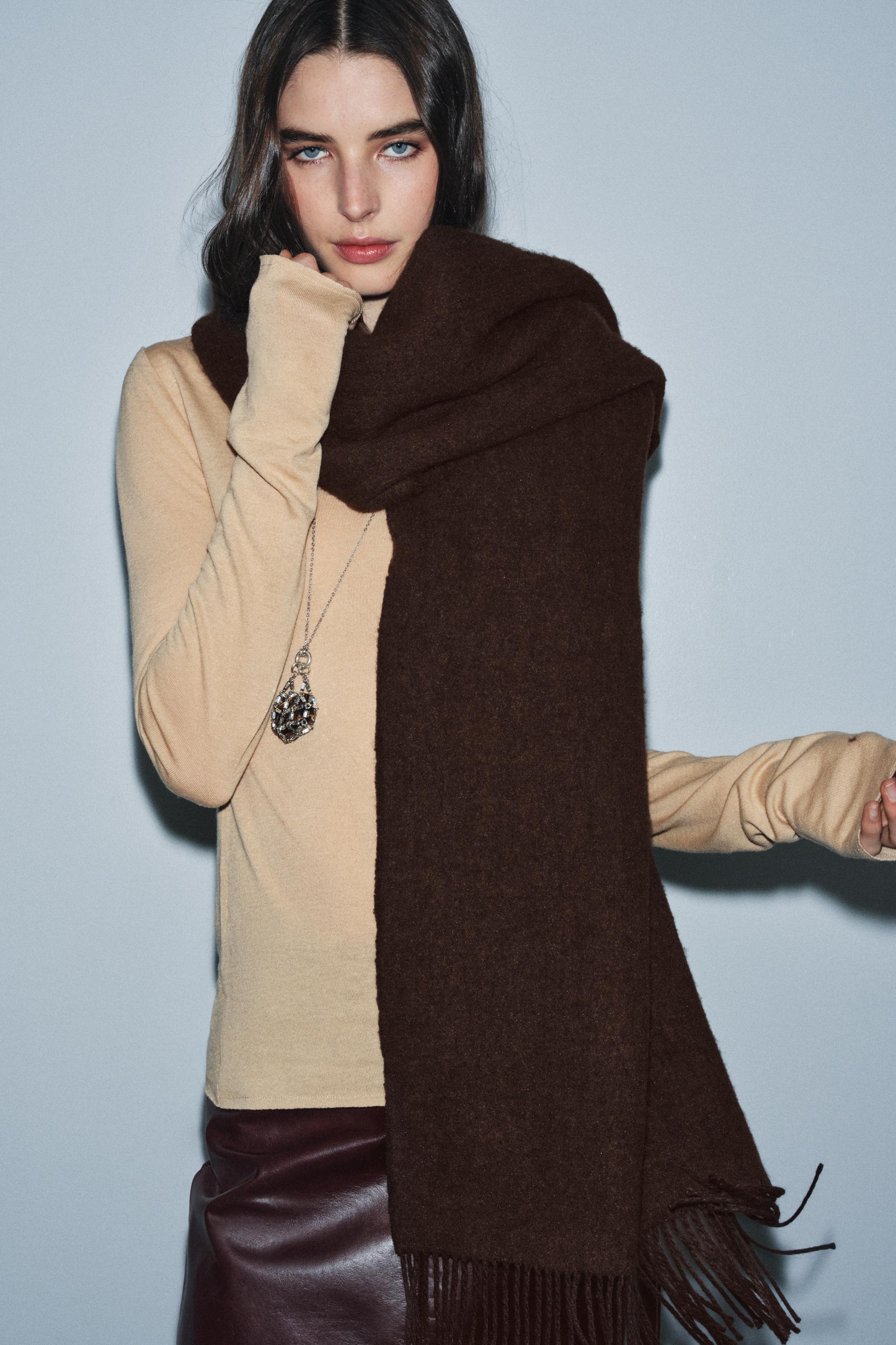 ZARA Plain Soft Fringed Scarf