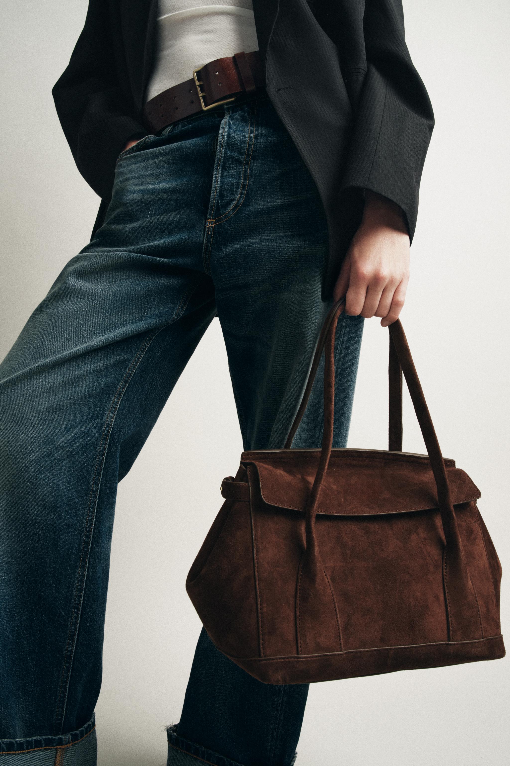 ZARA Split Leather City Bag