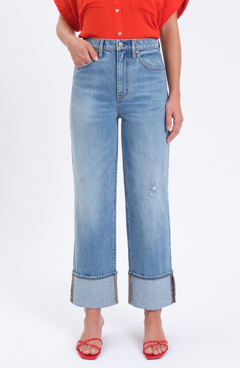 Eastside High Waist Cuff Crop Straight Leg Jeans