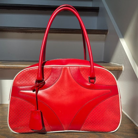 Prada Scarlet Red Leather Shoulder Bag