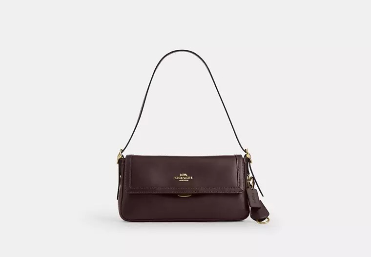 Coach, Gold/espresso Etta Small Flap Shoulder Bag