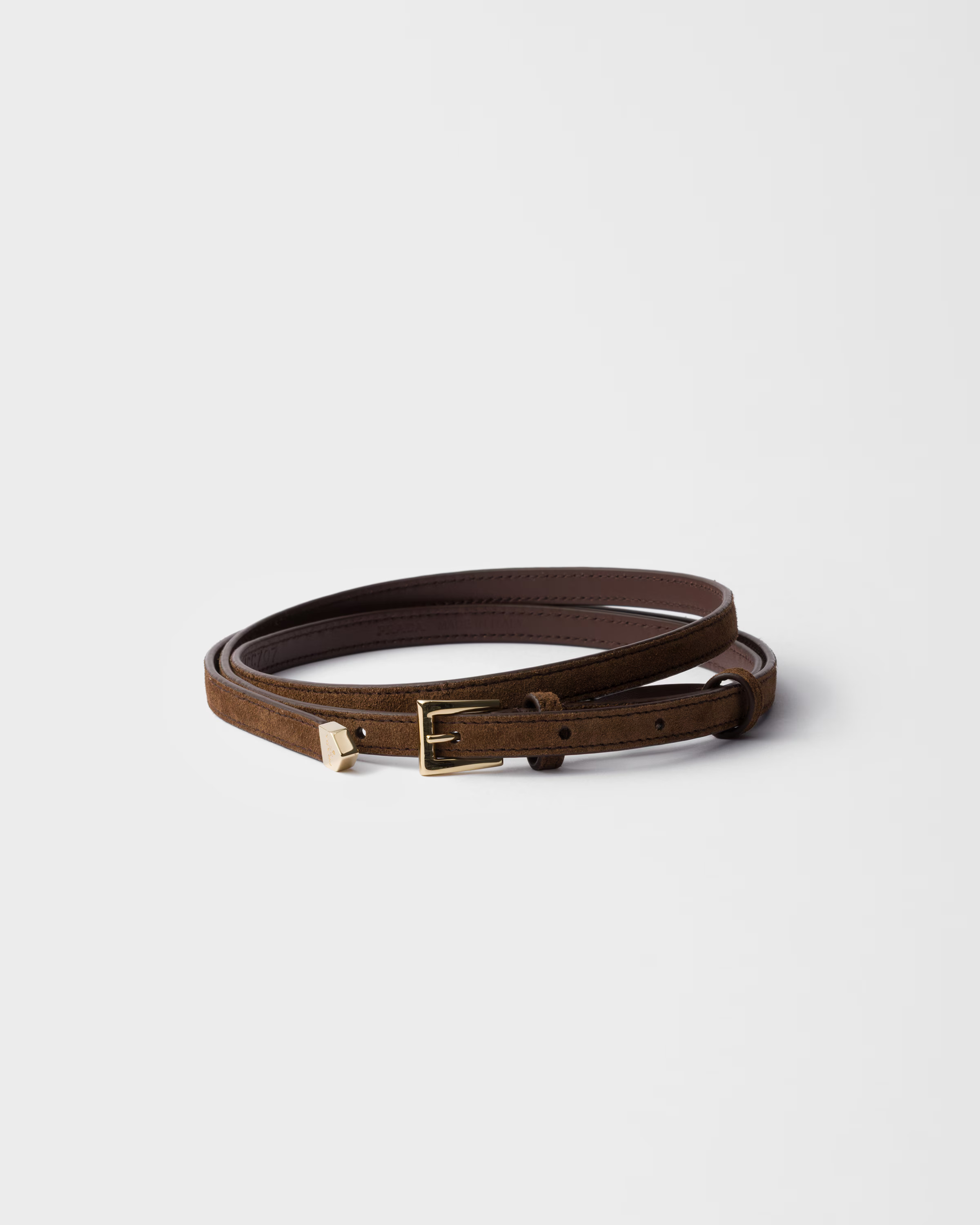 Prada, Suede Belt in Cocoa Brown
