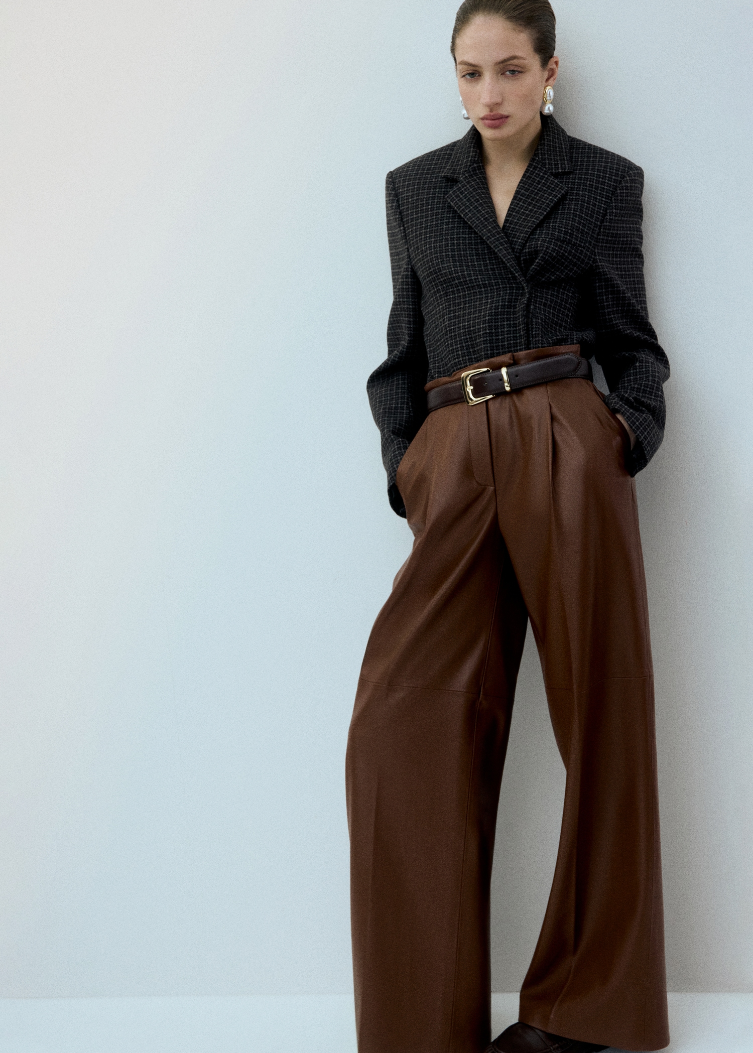 Wide-Leg Faux-Leather Pants - Women | Mango Usa