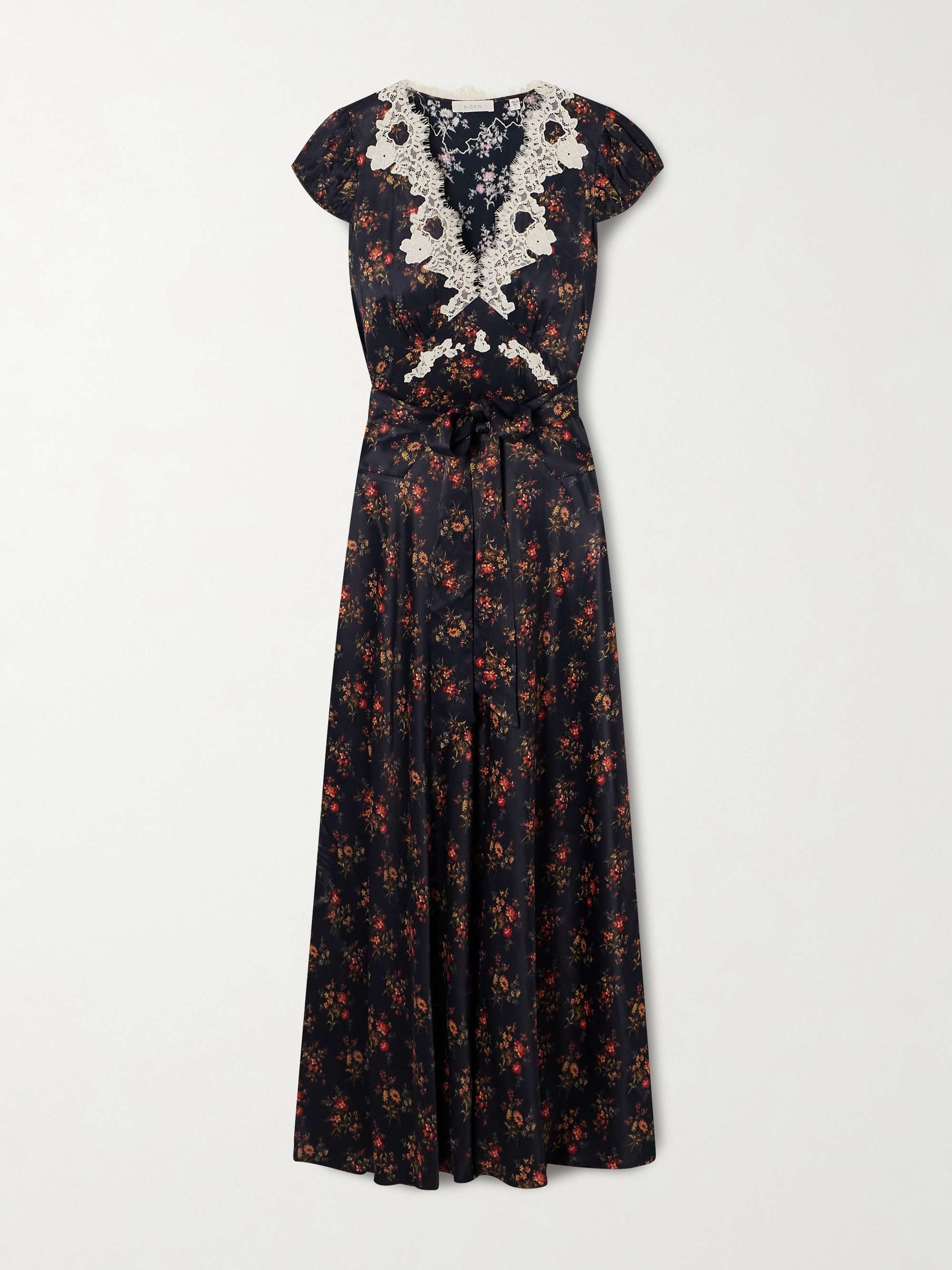 Coraline Floral-Print Satin Midi Dress