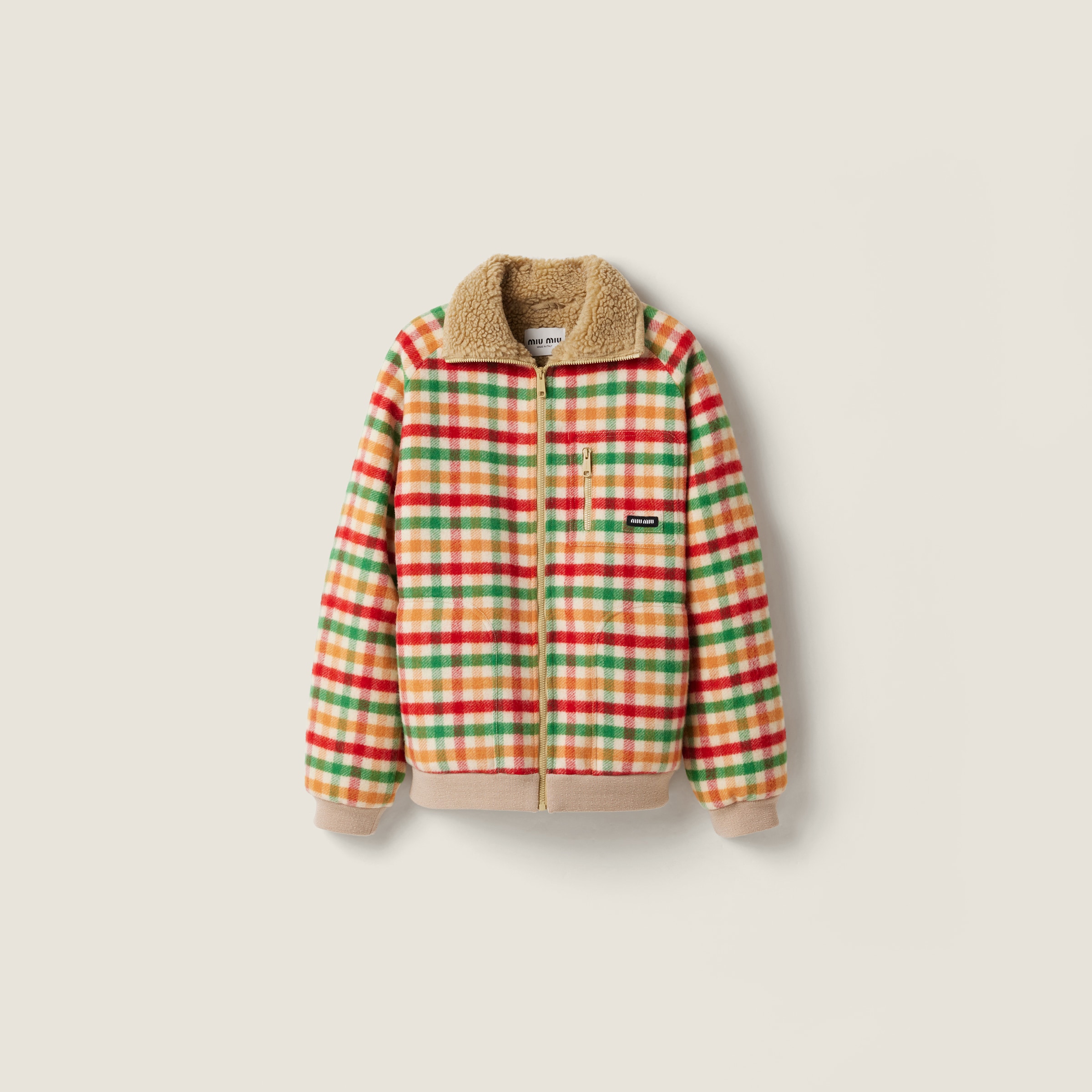 Fleece-Lined Checked Blouson Jacket
