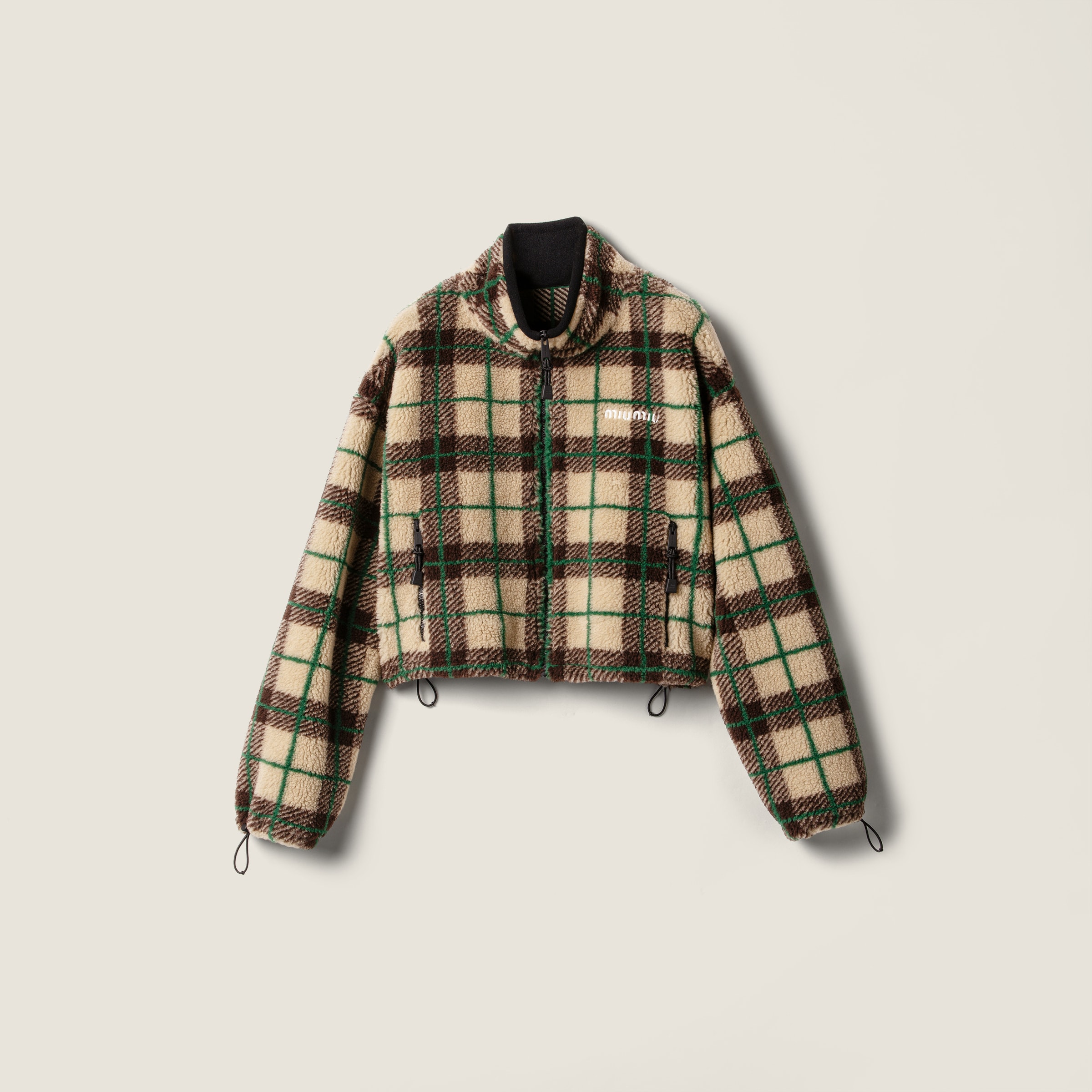 Checked Teddy Jacket With Zipper