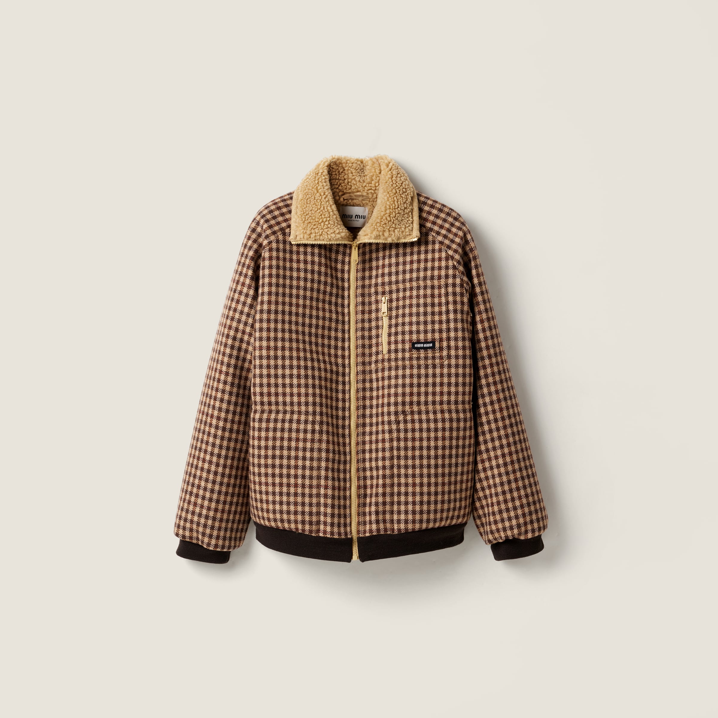 Fleece-Lined Checked Blouson Jacket