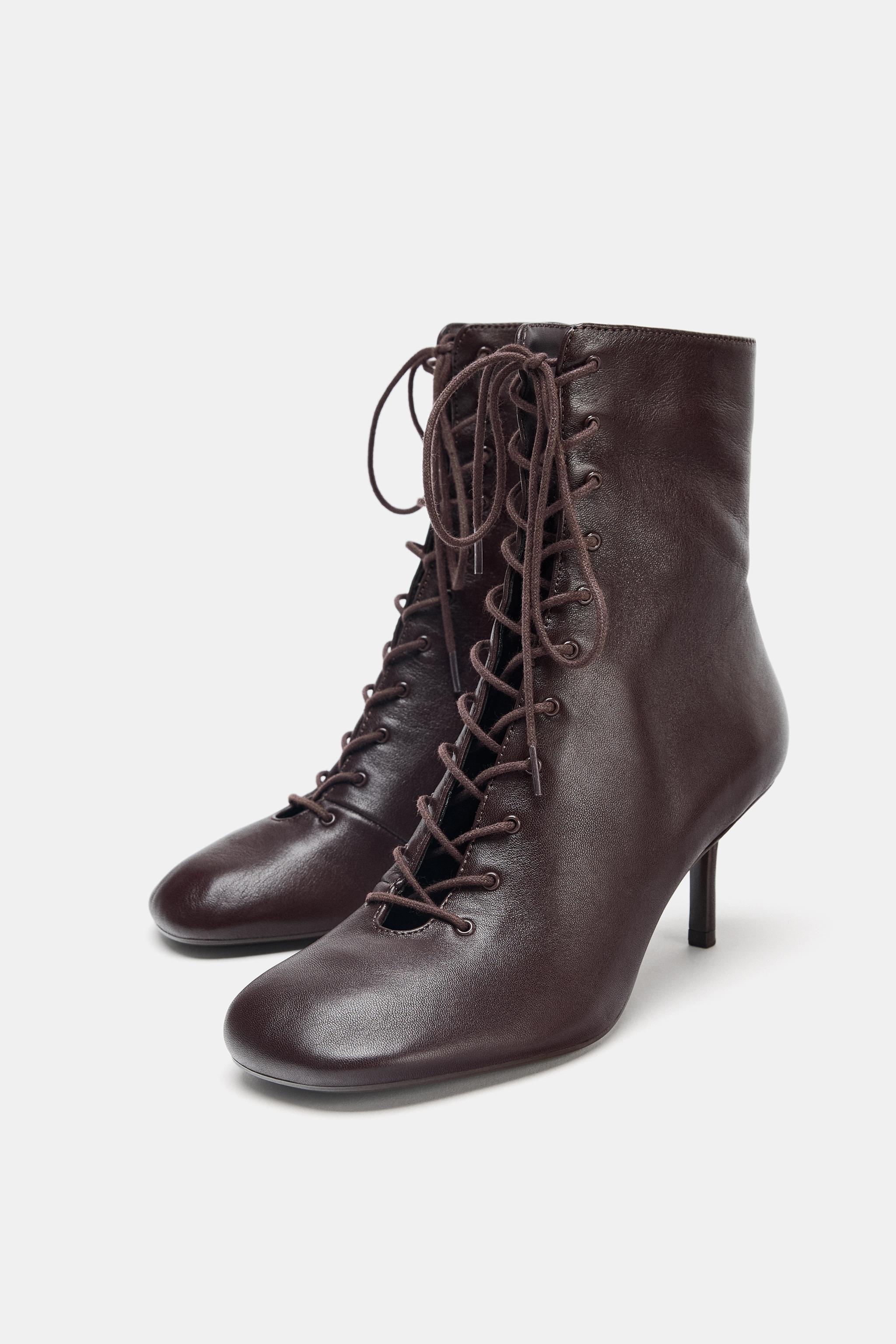 Leather Kitten Ankle Boots