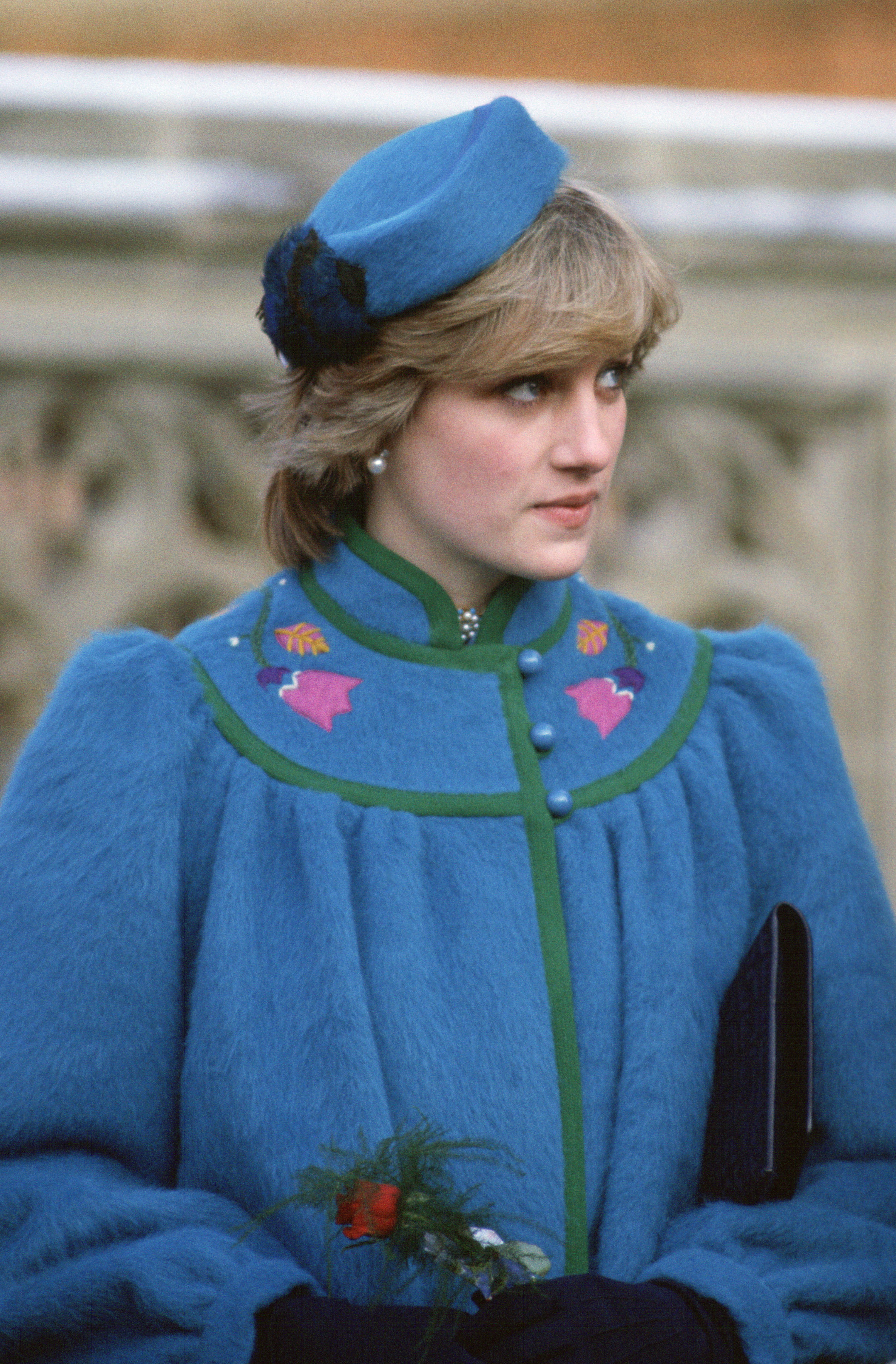 WINDSOR, UNITED KINGDOM - DECEMBER 25: Princess Diana Attending A Service At St George&amp;amp;apos;s Chapel, Windsor On Christmas Day In A Warm Coat And Pillbox Hat. (Photo by Tim Graham Photo Library via Getty Images)
