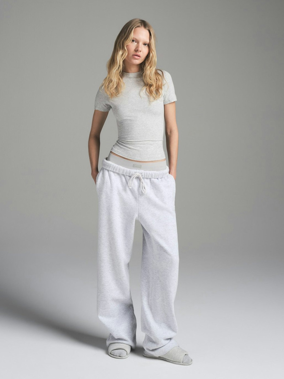 Cotton Fleece Classic Straight Leg Pant | Light Heather Grey | Xxs