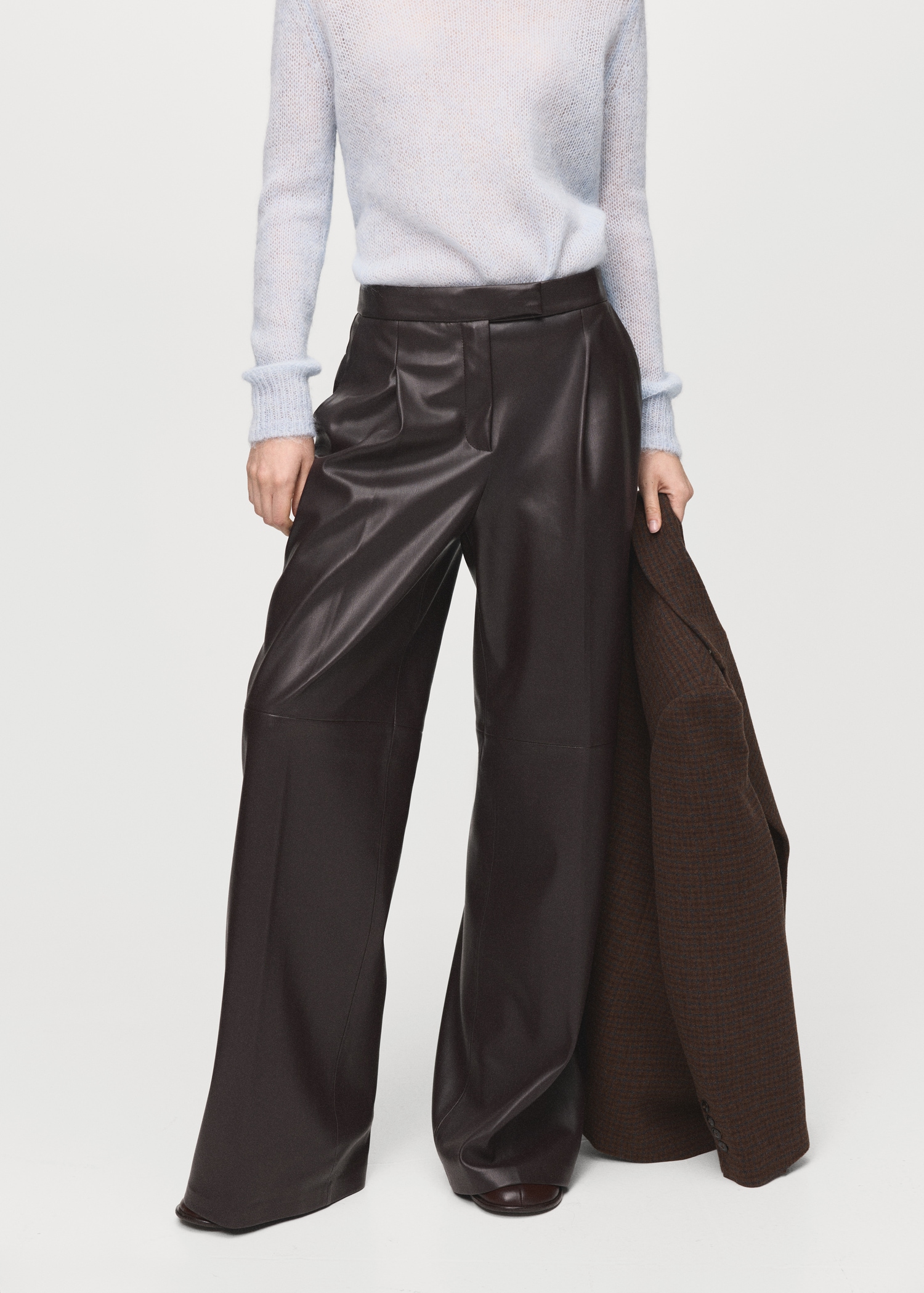 Wide-Leg Faux-Leather Pants - Women | Mango Usa