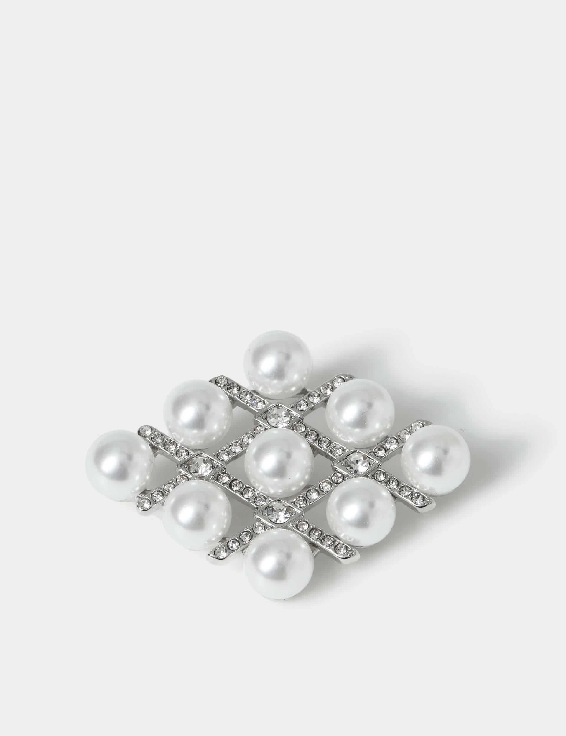 Pearl Effect Diamond Shape Brooch