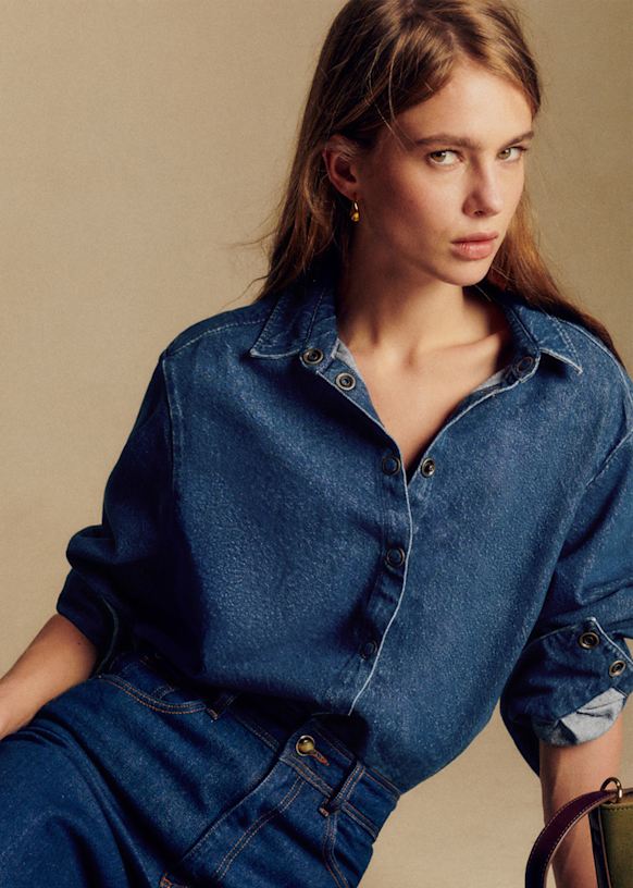 Aileen Shirt - Deep Blue - Organic Cotton - Organic Textile - S&amp;eacute;zane