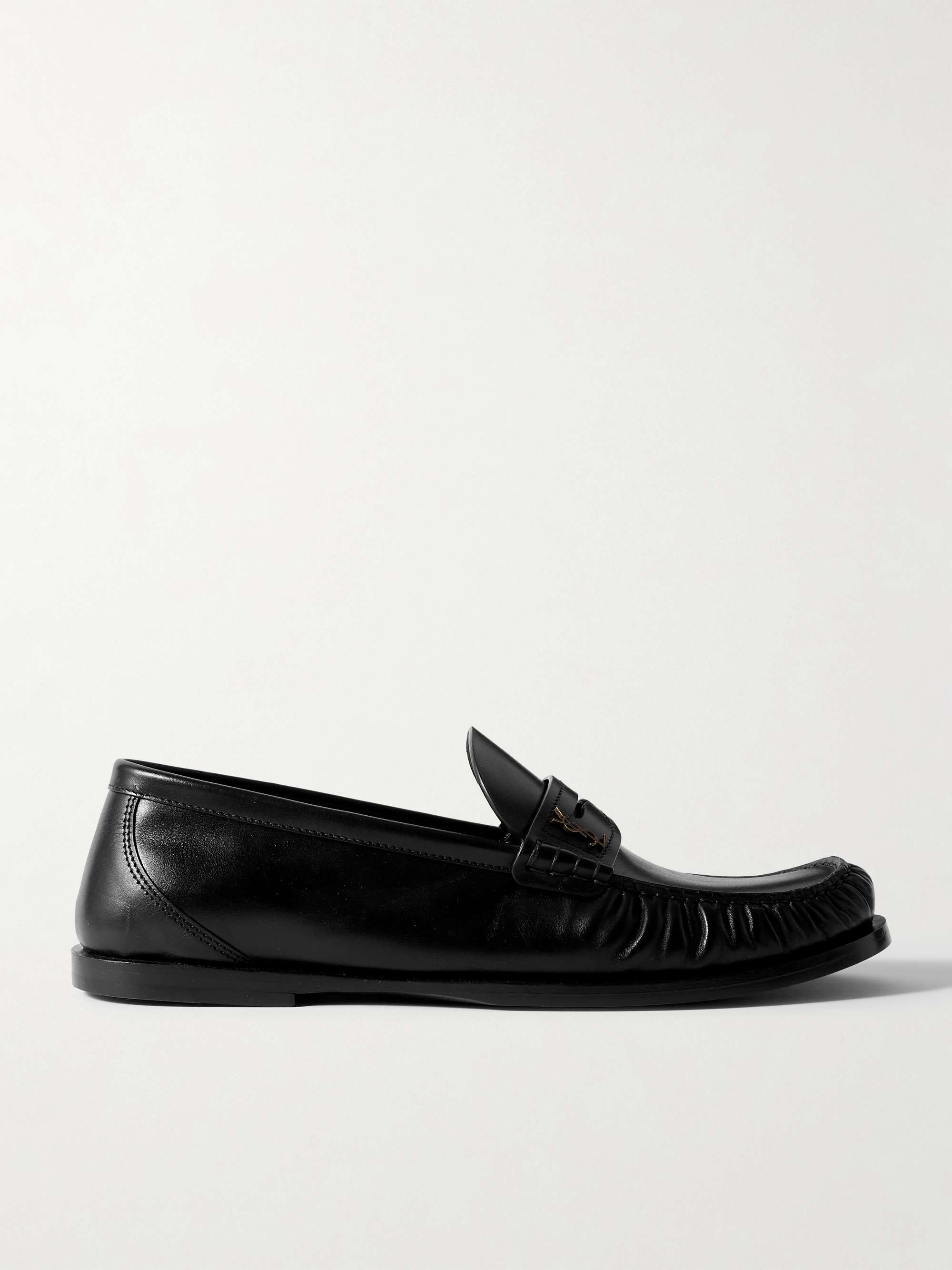 Laurent Glossed-Leather Loafers