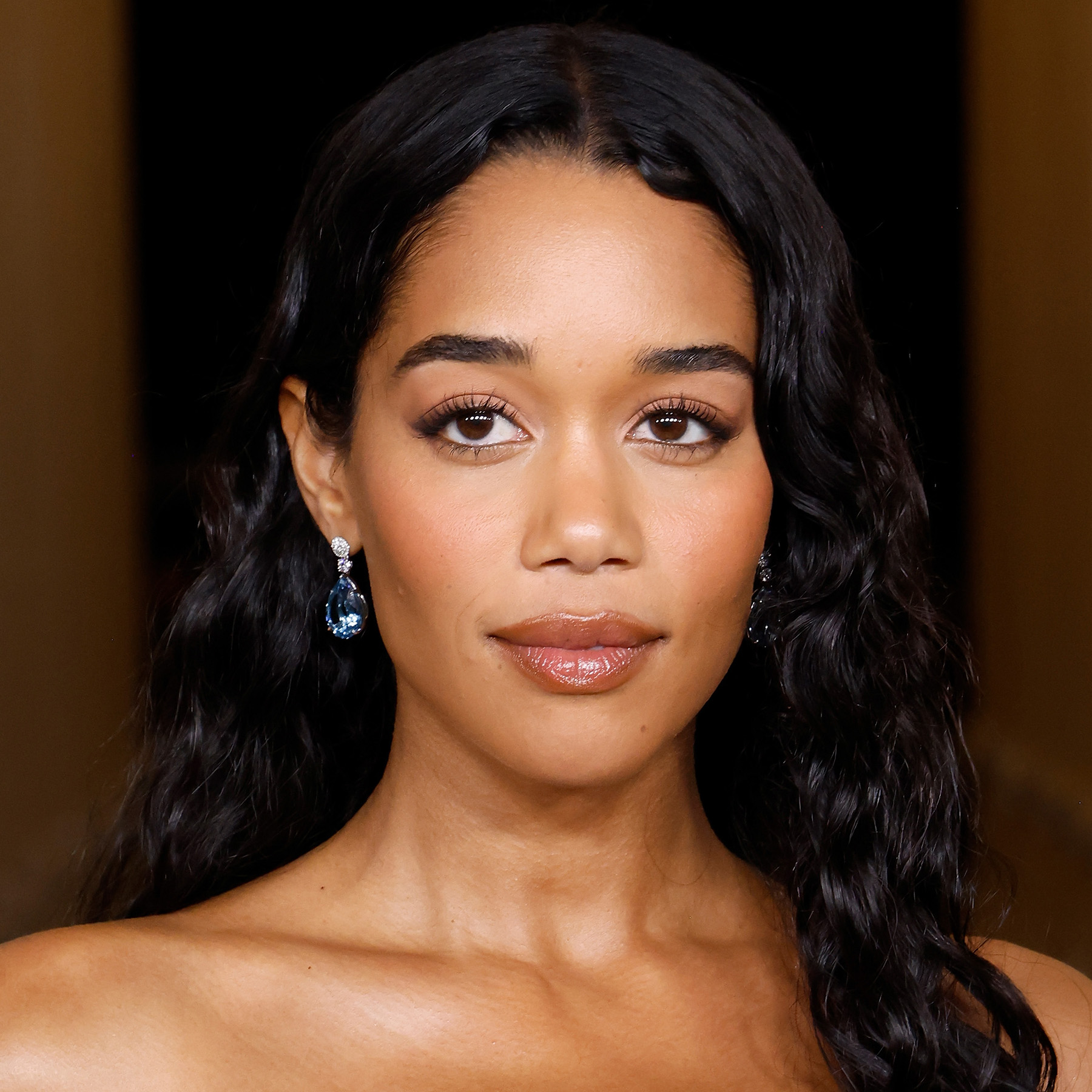 Laura Harrier attends the 2025 LACMA Art+Film Gala at Los Angeles County Museum of Art in ghost waves