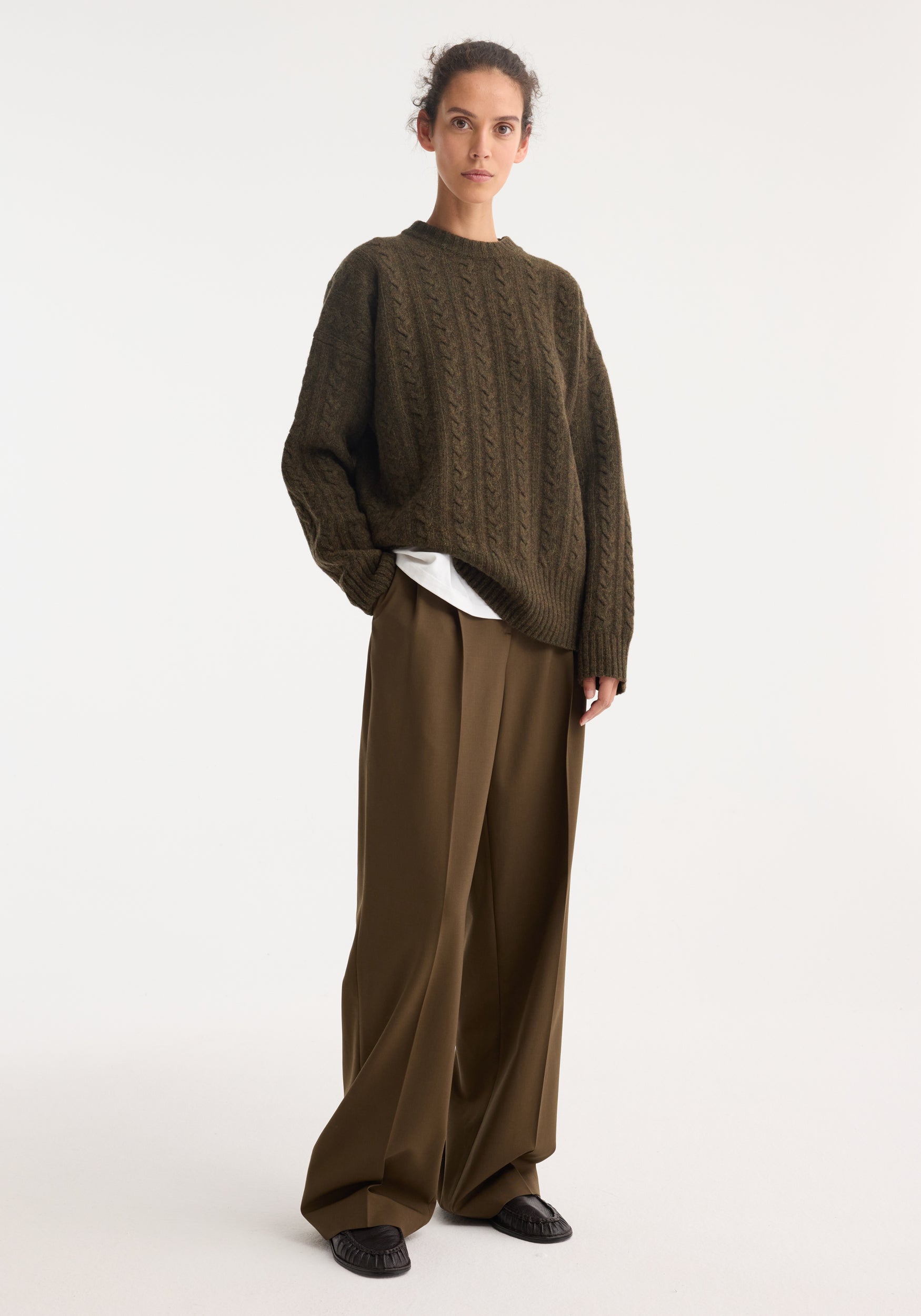 Cable Knit Jumper | Forest Melange