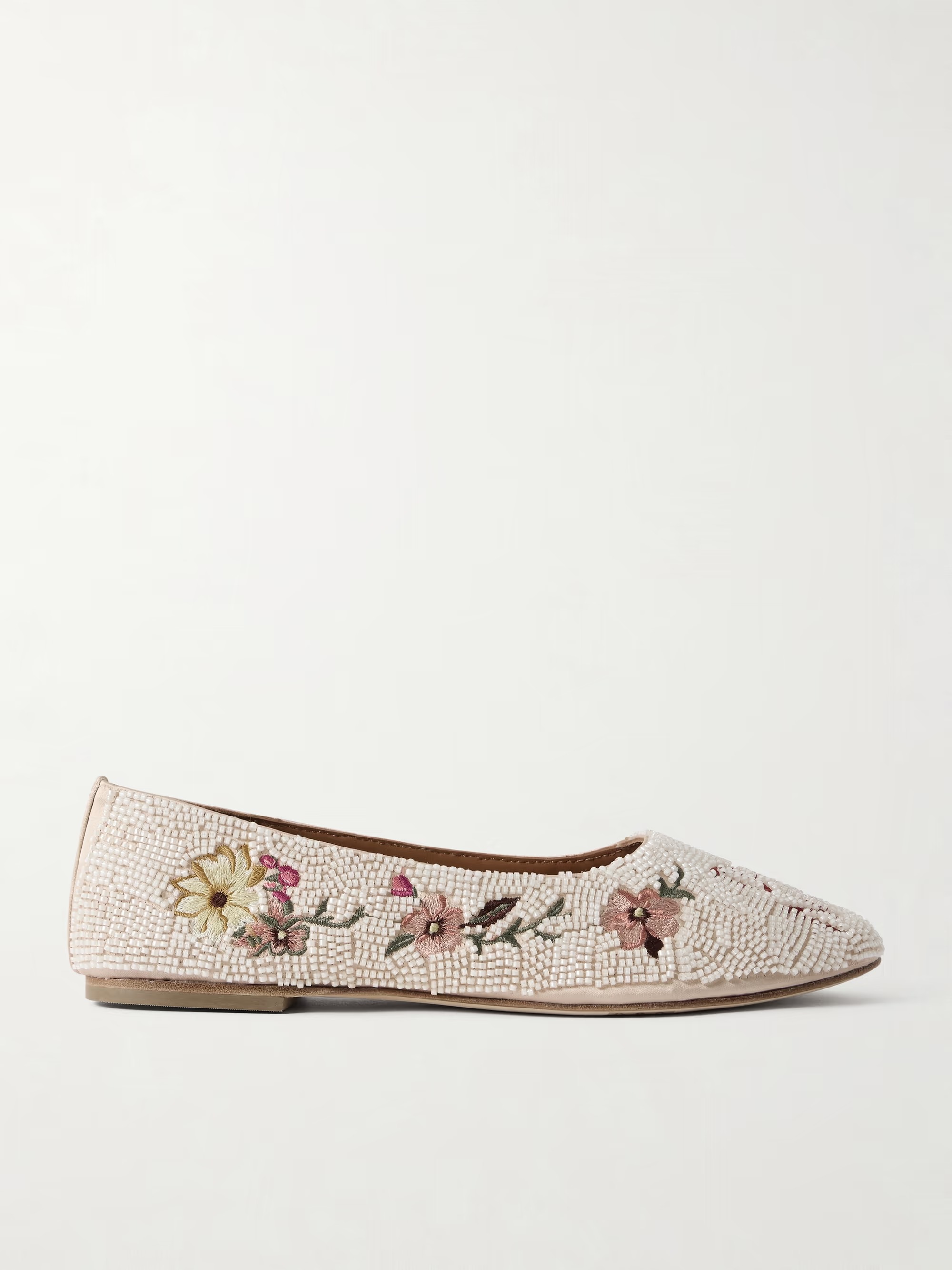 Staud, Alba Beaded Embroidered Satin Ballet Flats