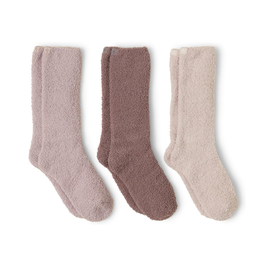 Barefoot Dreams Women&#039;s Cozychic 3 Pair Sock Set, Carbon Multi, One Size