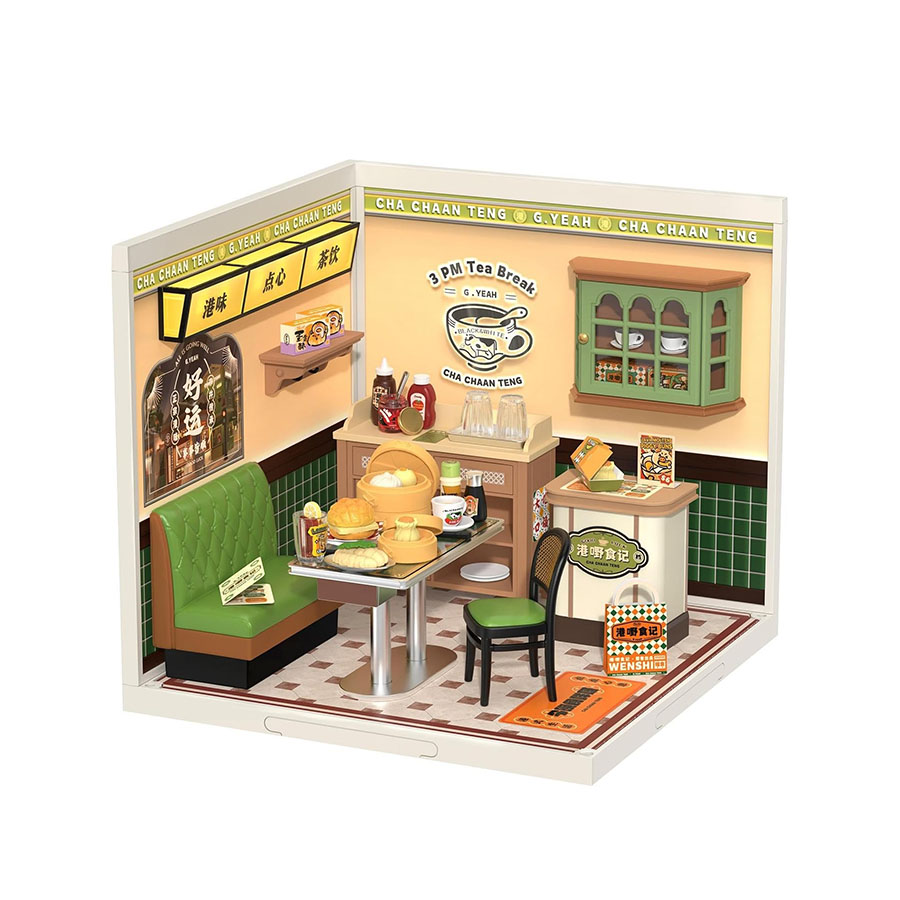 Rolife Super Creator Diy Miniature Plastic House Building Set Playset With Led, Suitable for Mini Figures Construction Toys Diorama Kit Gifts for Teens Adults (hong Kong Bites Cafe)