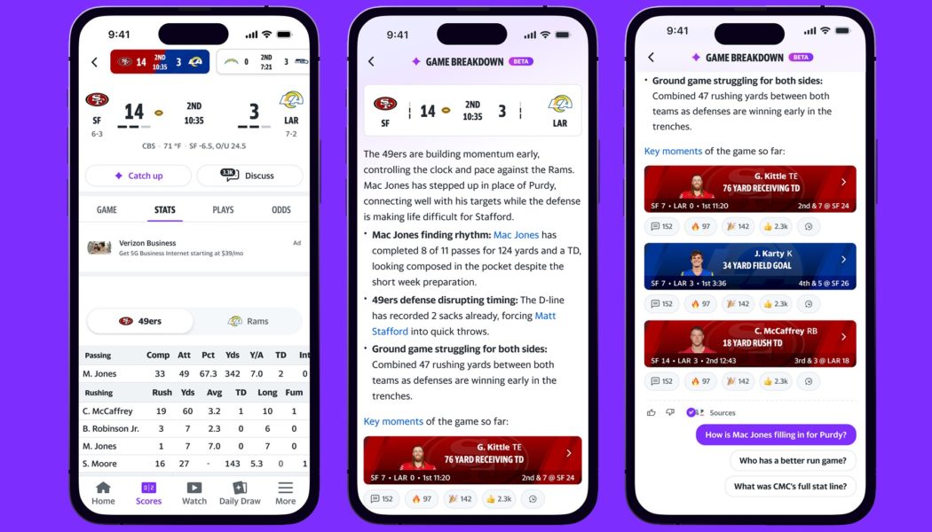 Yahoo is using AI to recap football games in real time
