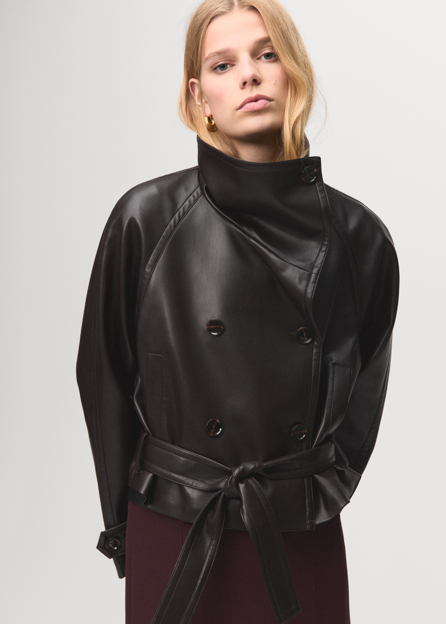 Faux-Leather Jacket With Maxi Lapels - Women | Mango Usa